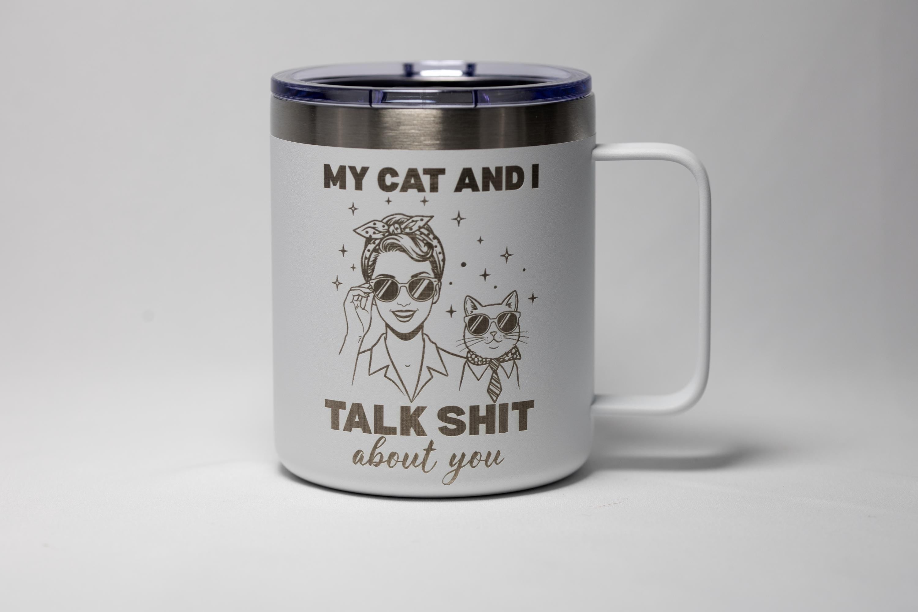 Sarcastic Cat Mug – Funny Stainless Steel Yeti Style Tumbler, 14oz Double Sided Engraving