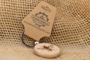 Bee Keychain - Double Sided Laser Engraved Wood Hardwood Charm with Rust Resistant Ring