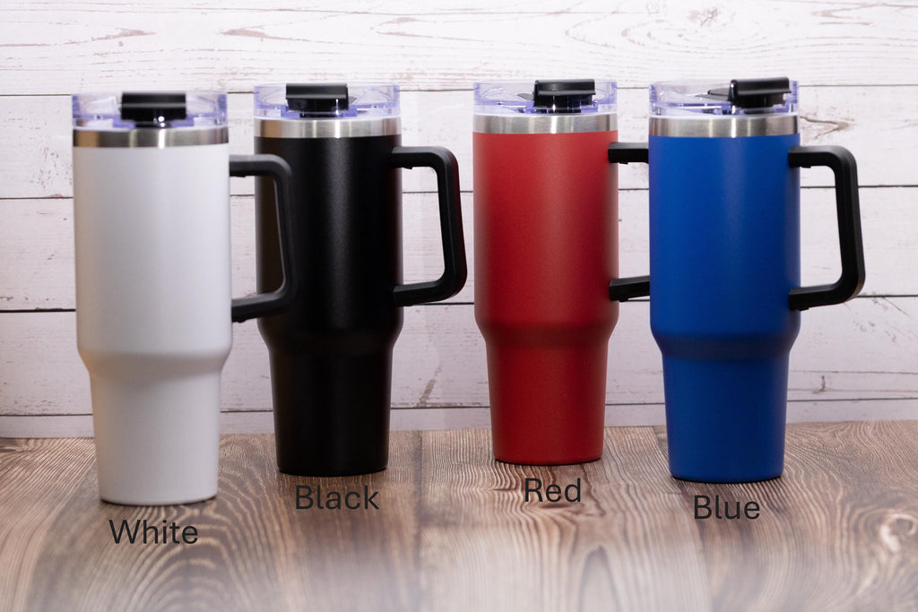 40oz Stainless Steel Tumbler – Large Vacuum Insulated Mug With Straw & Handle Grip