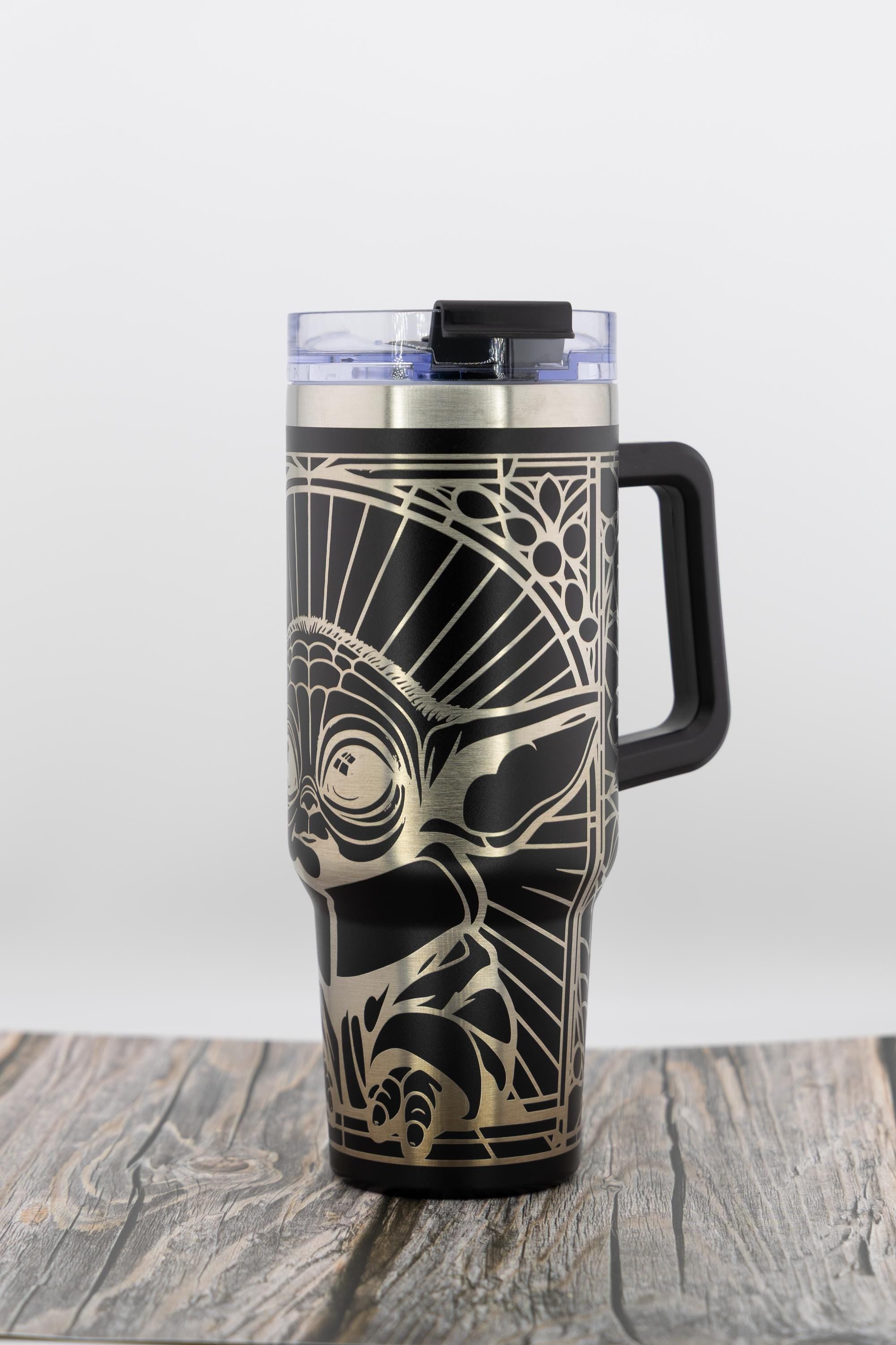 Baby Yoda Tumbler – 40oz Stainless Steel Insulated Cup with Laser Engraved Mosaic Design