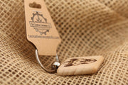 Golden Retriever Keychain – Laser Engraved Wood Cowboy Hat Charm, Durable Hardwood
