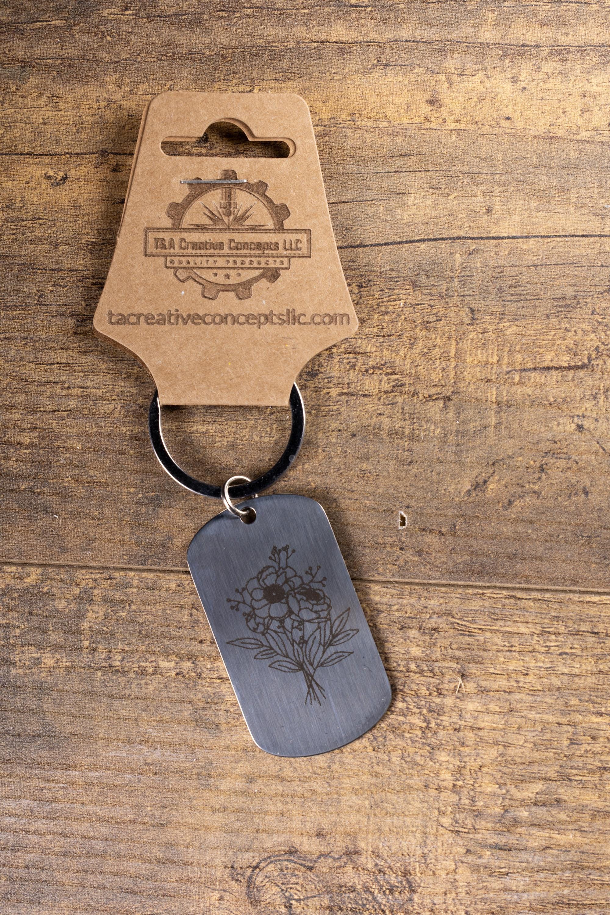 Floral Bunch Keychain – Stainless Steel Laser Engraved Charm for Flower Lovers