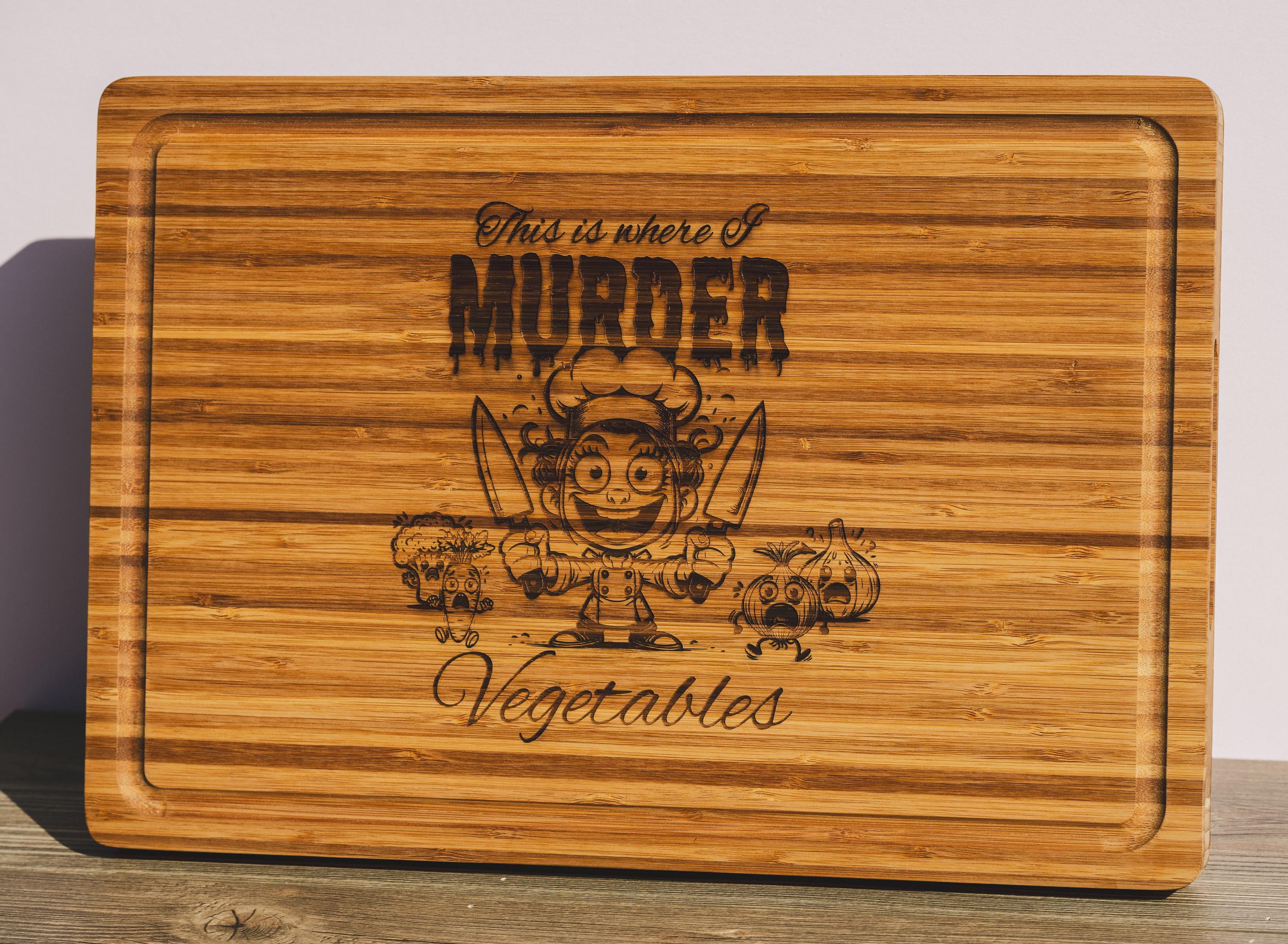 Funny Bamboo Cutting Board – Laser Engraved, Durable Large Serving Board