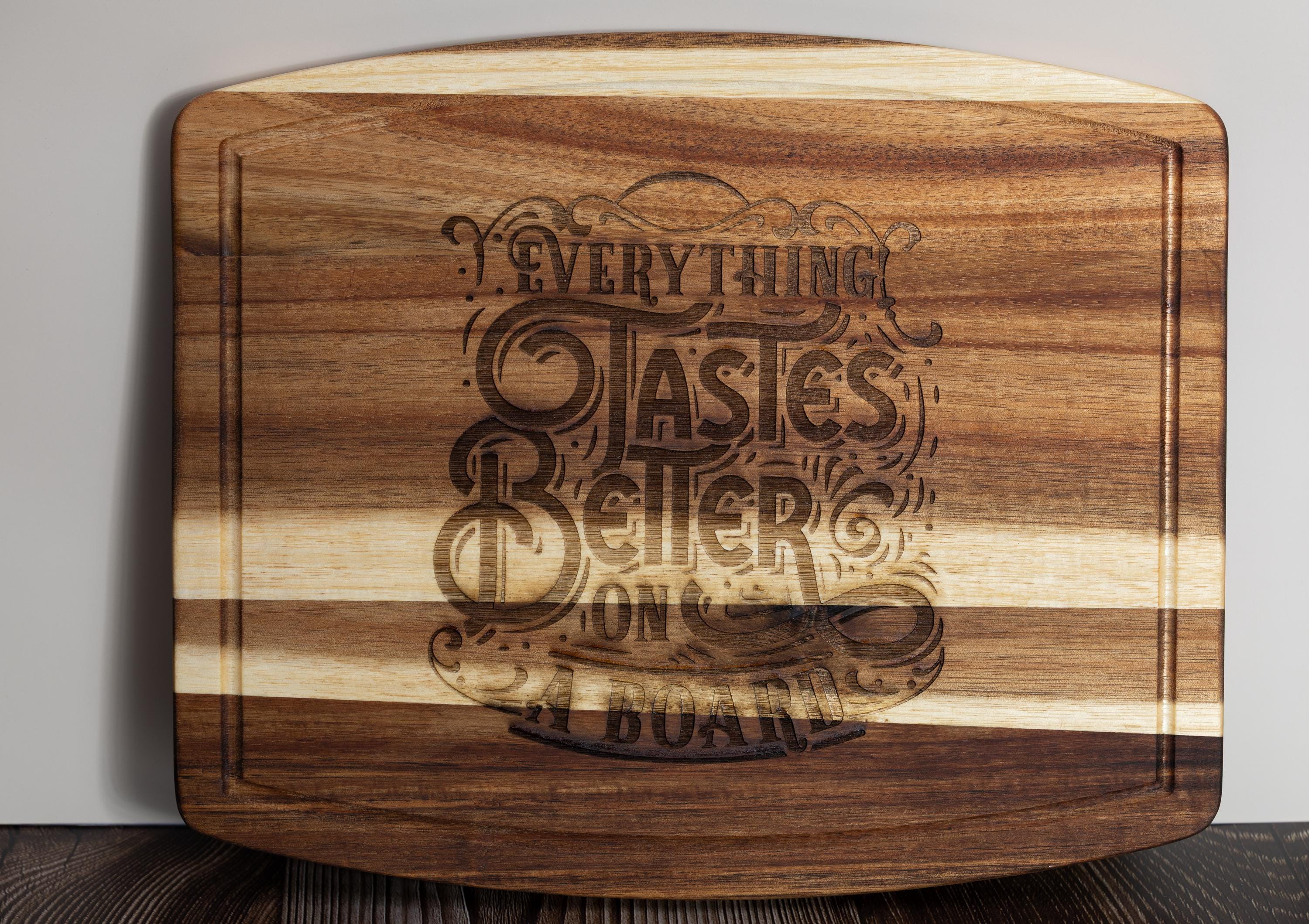 Acacia Wood Charcuterie Board - Laser Engraved Funny Snack Platter, Durable Serving Tray 10x12