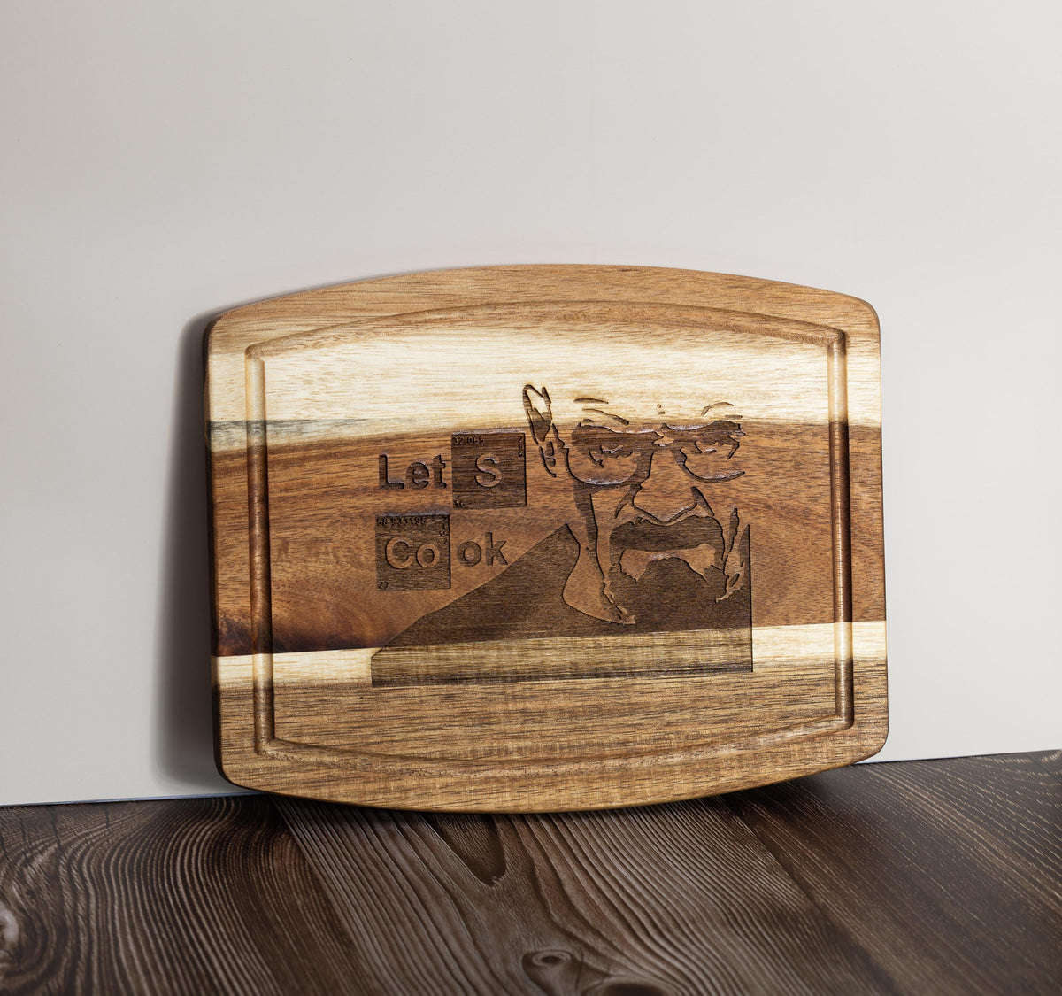 Breaking Bad Cutting Board - Acacia Wood Board with Laser Engraved Quote 'Let's Cook'