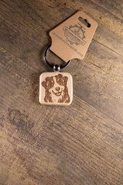 Australian Shepherd Keychain – Laser Engraved Hardwood Dog Lover Gift Idea