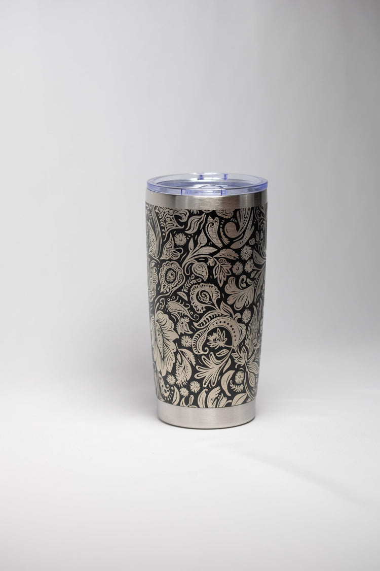Paisley Wrap Tumbler | Insulated Stainless Steel 20 oz | Custom Color, Laser Engraved Wrap