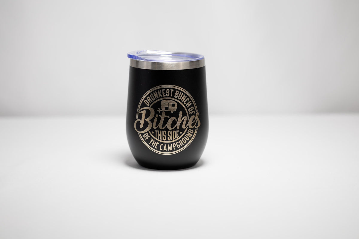Funny Camping Wine Tumbler – Stainless Steel, Double Wall, 12 oz Insulated Cup