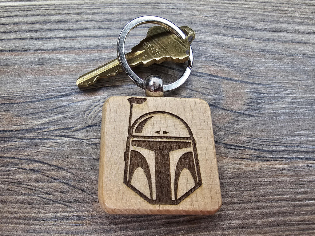 Boba Fett Keychain – Double Sided Hardwood Star Wars Laser Engraved Charm