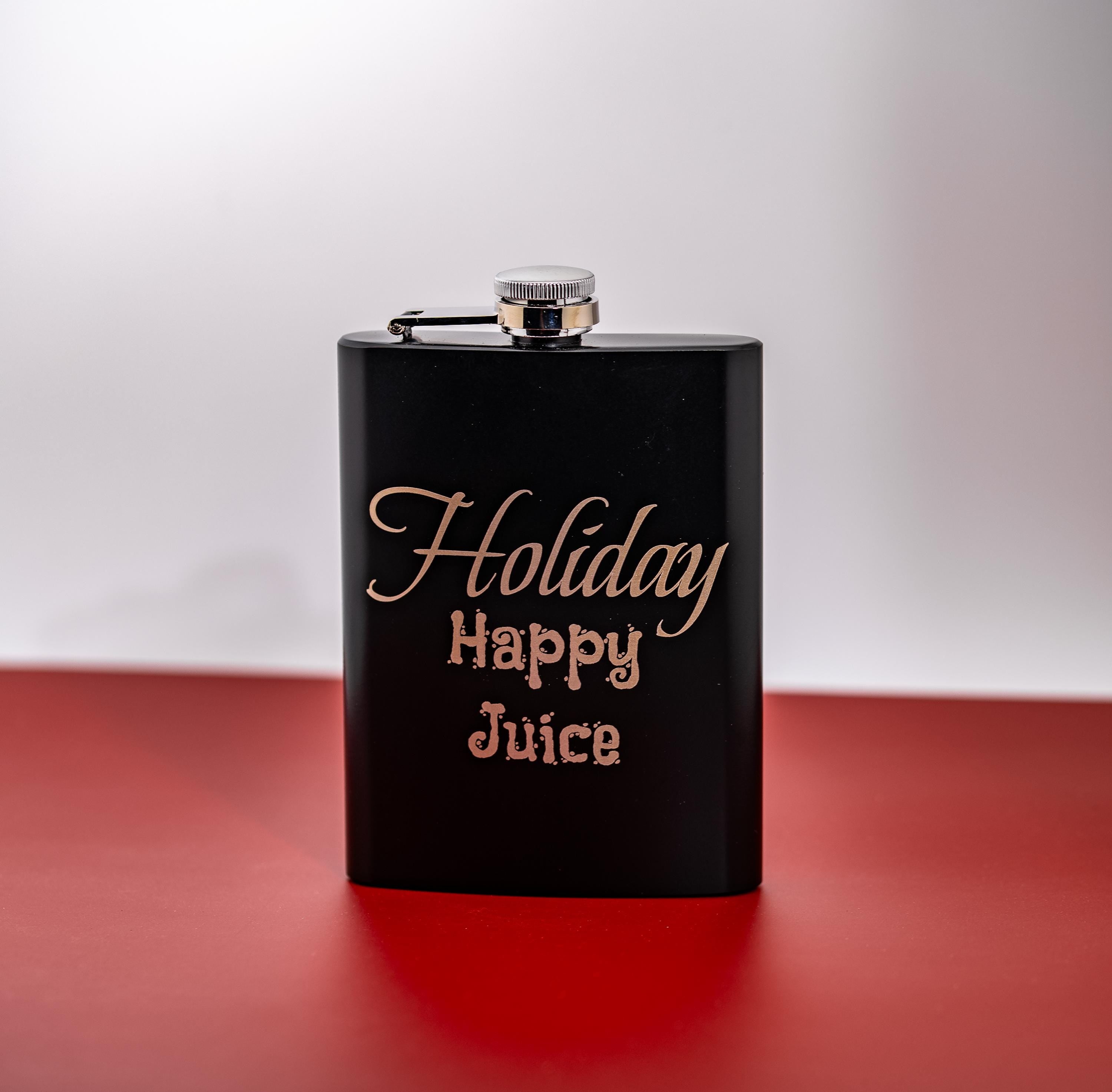 Engraved Matte Black Flask | 8oz Stainless Steel Leak Proof Holiday Party Gift