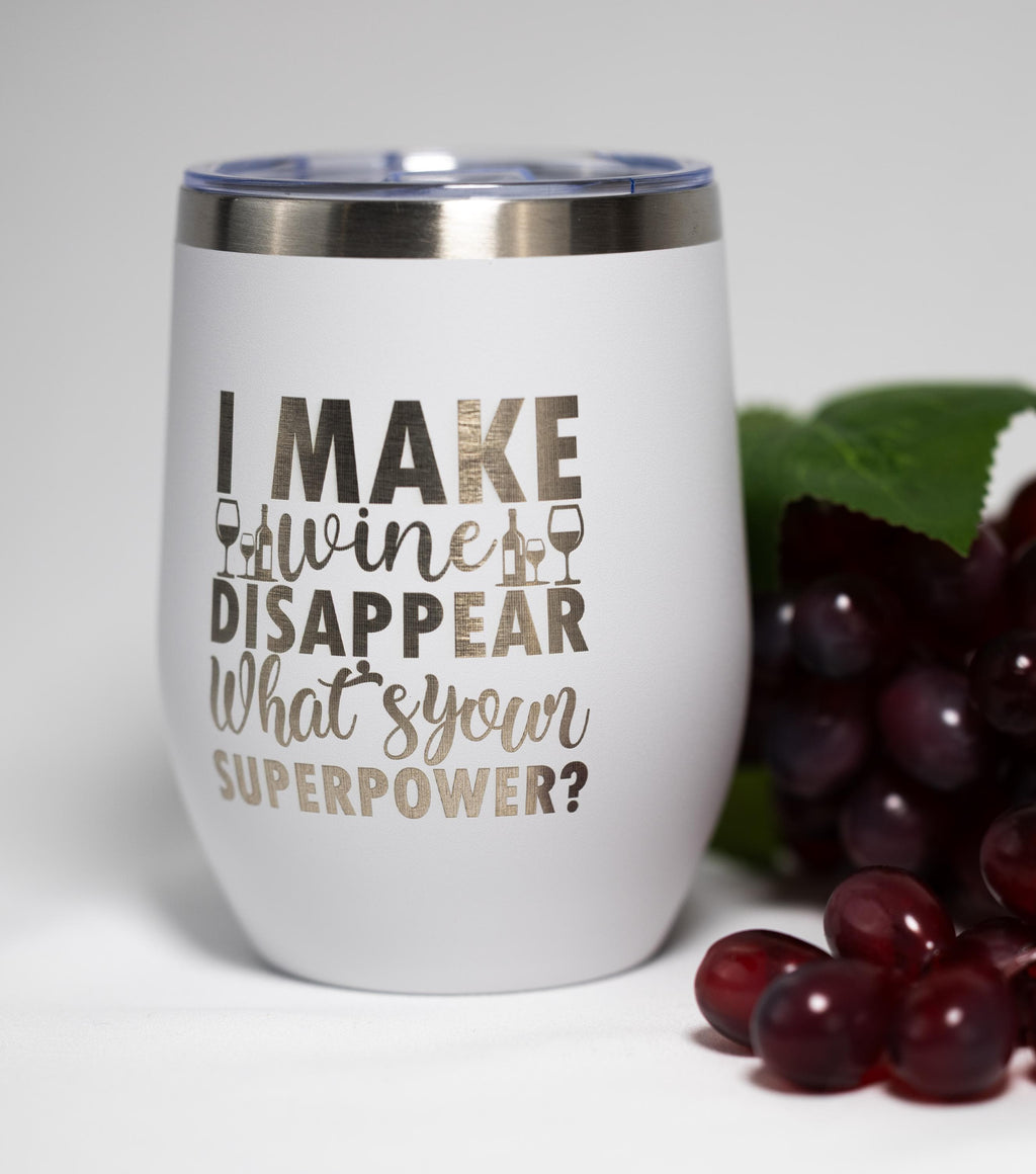 Wine Tumbler | 12 oz Stainless Steel Cup With Laser Engraved Cheeky Design