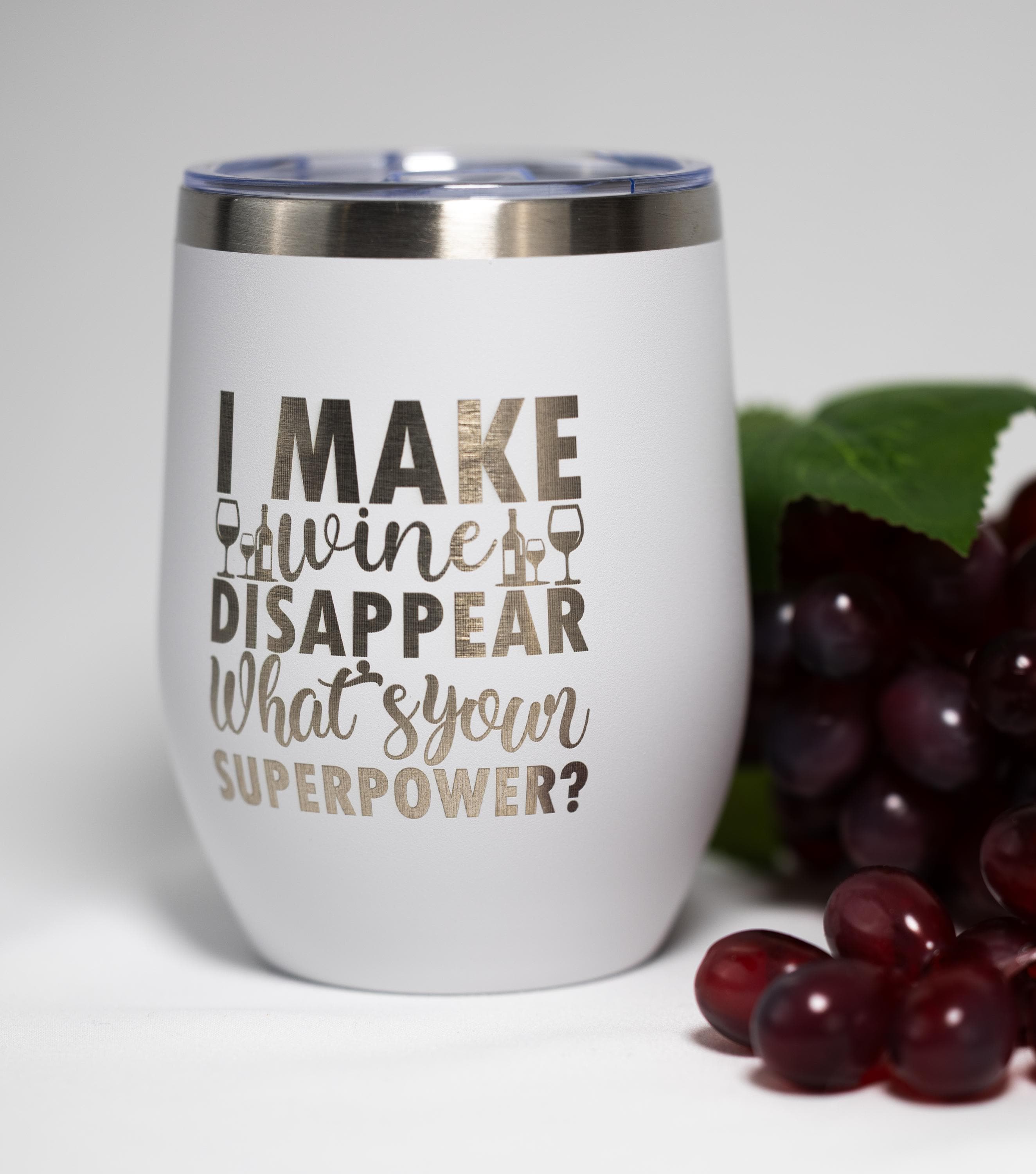Wine Tumbler | 12 oz Stainless Steel Cup With Laser Engraved Cheeky Design