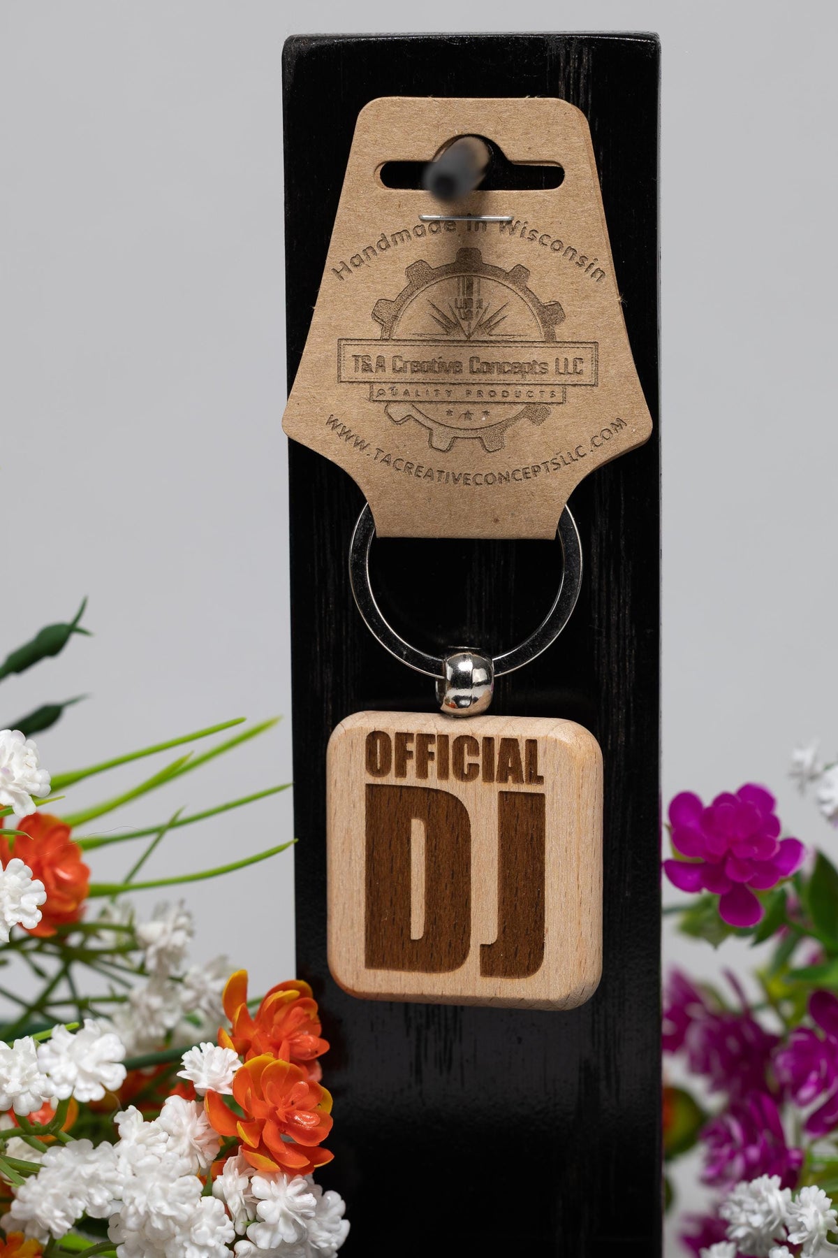 DJ Keychain – Double Sided Laser Engraved Wood Key Ring | Official DJ Gift Accessory