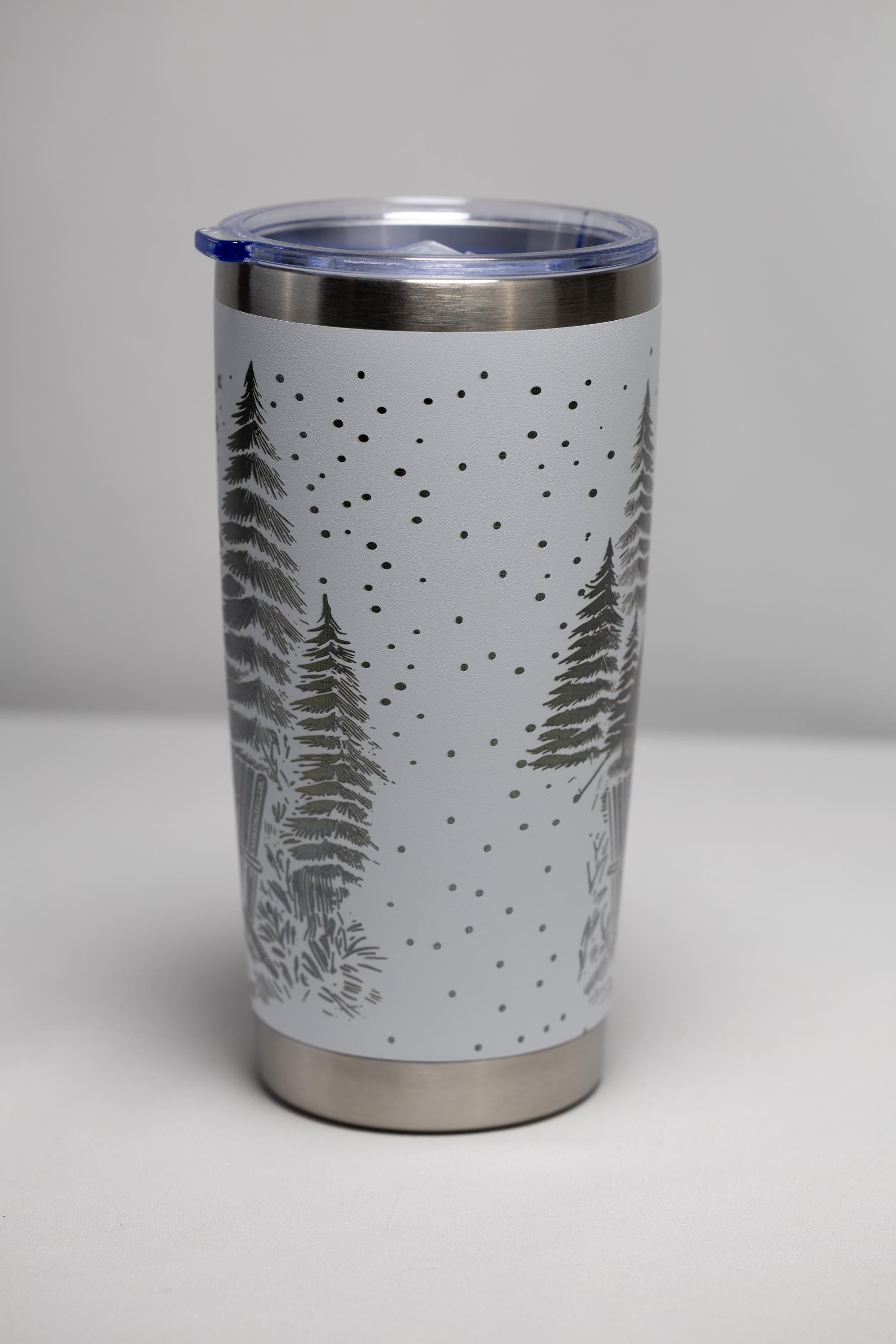 Stainless Steel Tumbler – 20oz Insulated Travel Mug with Engraved Camping Design