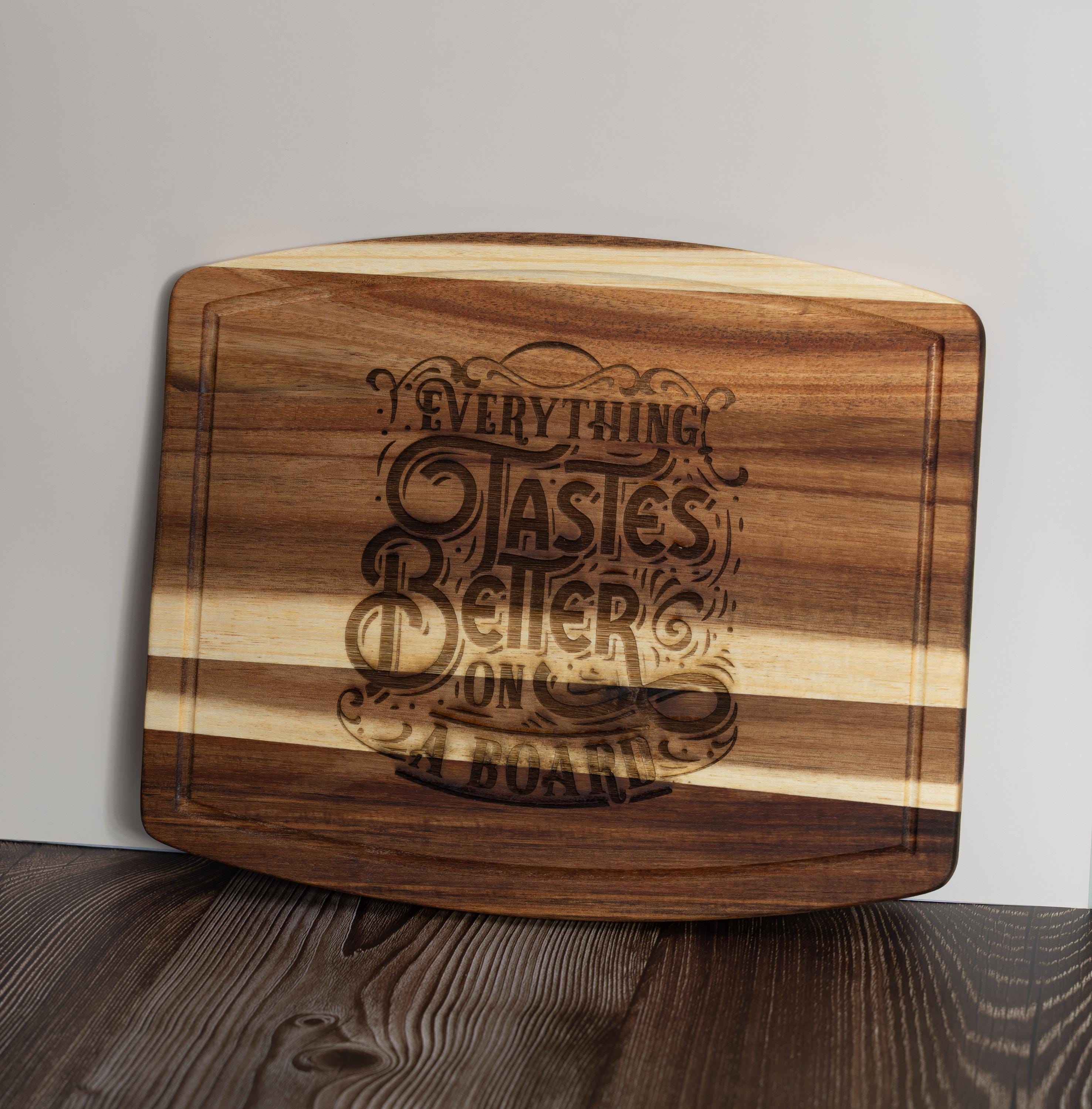 Acacia Wood Charcuterie Board - Laser Engraved Funny Snack Platter, Durable Serving Tray 10x12