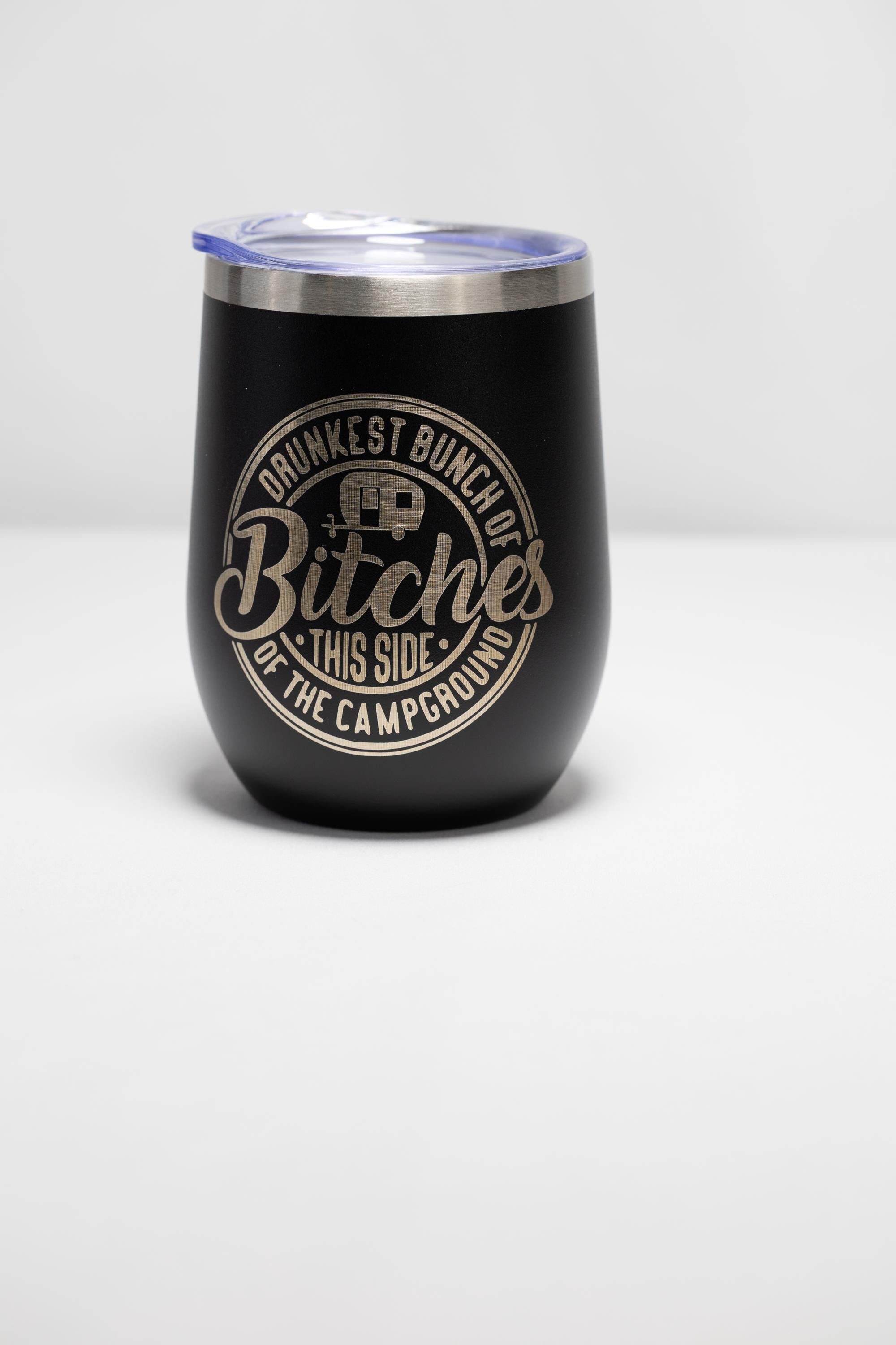 Funny Camping Wine Tumbler – Stainless Steel, Double Wall, 12 oz Insulated Cup