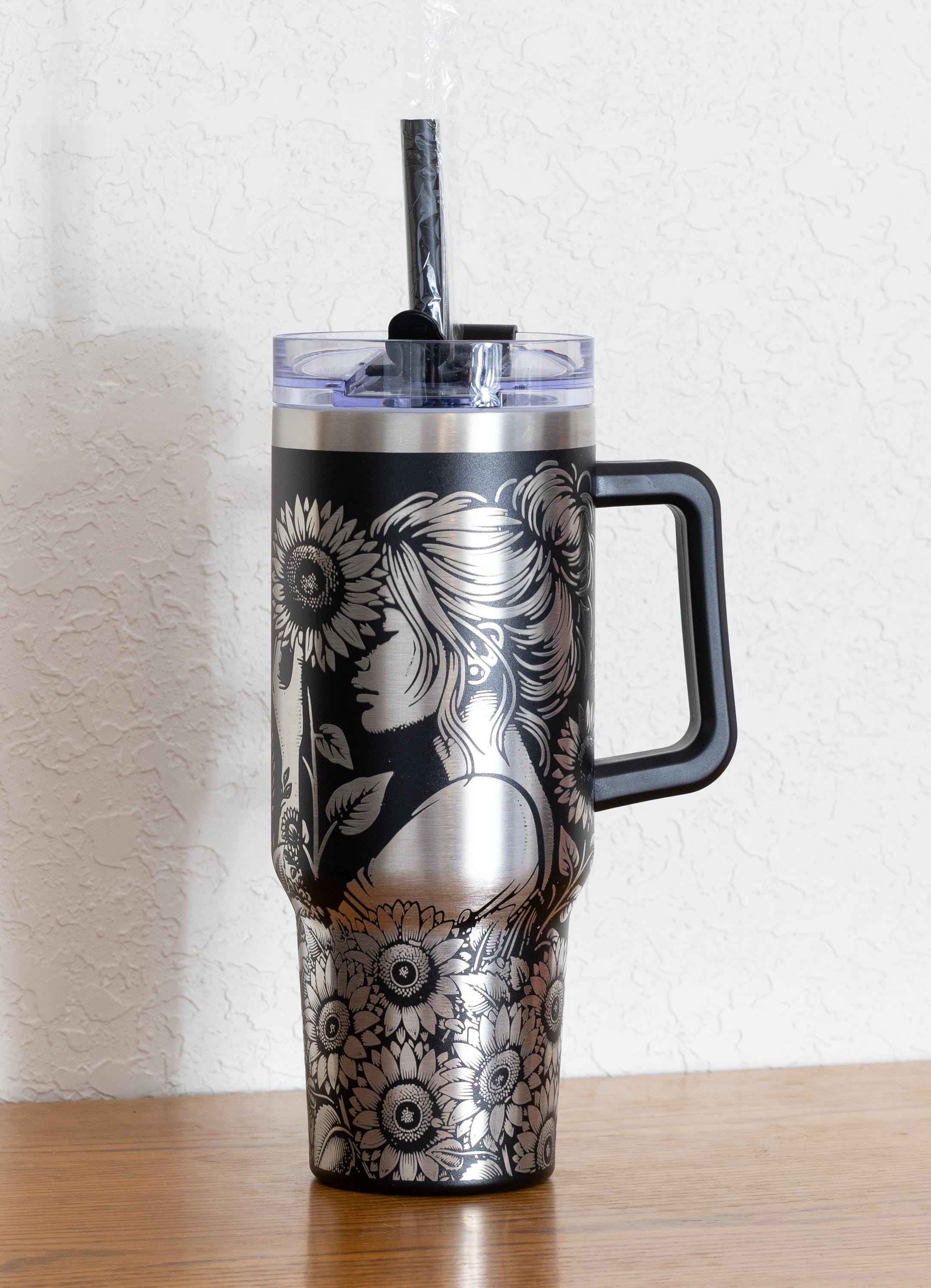 Stainless Steel Tumbler 40oz – Vacuum Insulated Mug With Handle Sliding Lid