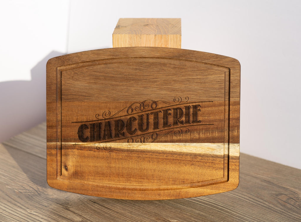 Rustic Acacia Charcuterie Board - Laser Engraved Wooden Serving Tray 8x10
