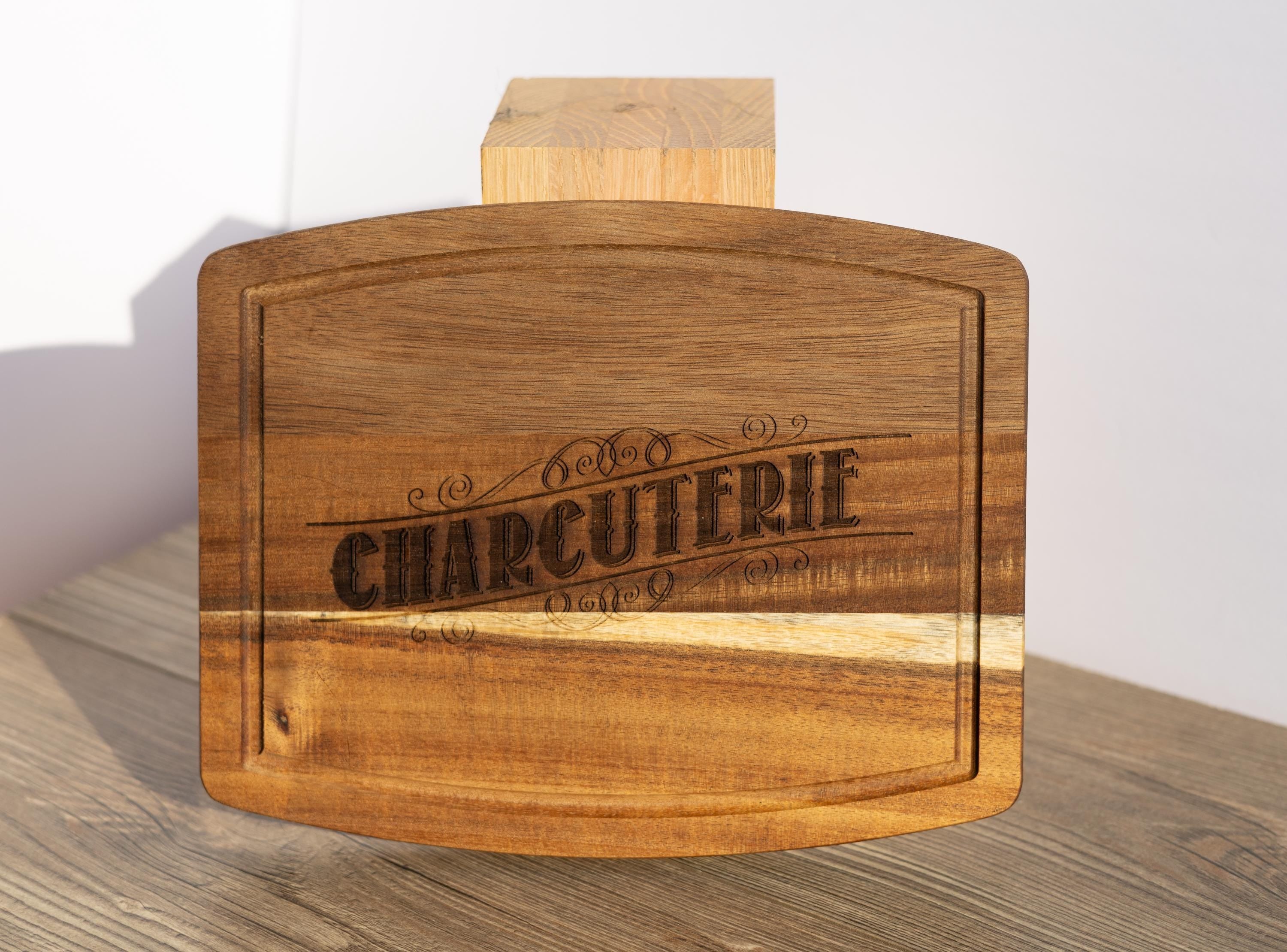Rustic Acacia Charcuterie Board - Laser Engraved Wooden Serving Tray 8x10