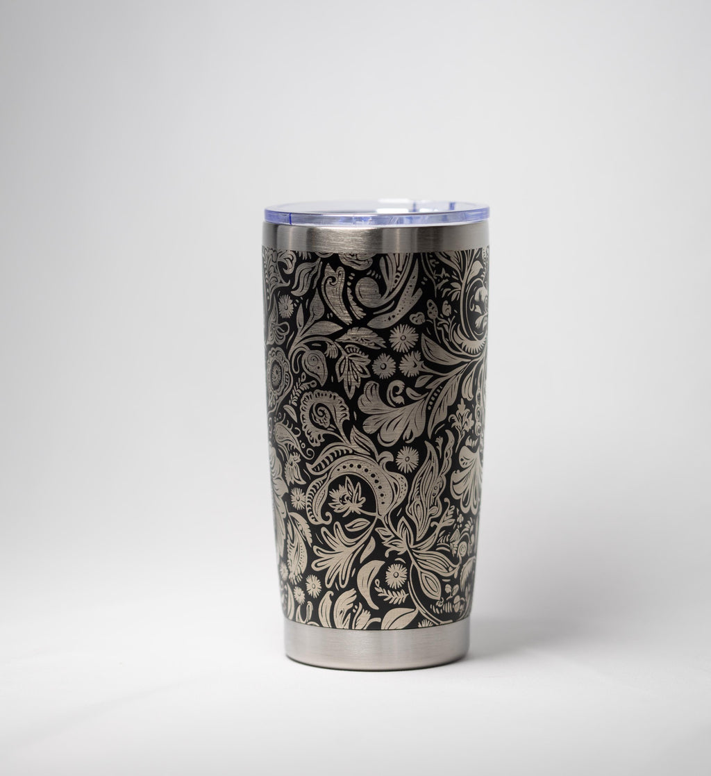 Paisley Wrap Tumbler | Insulated Stainless Steel 20 oz | Custom Color, Laser Engraved Wrap