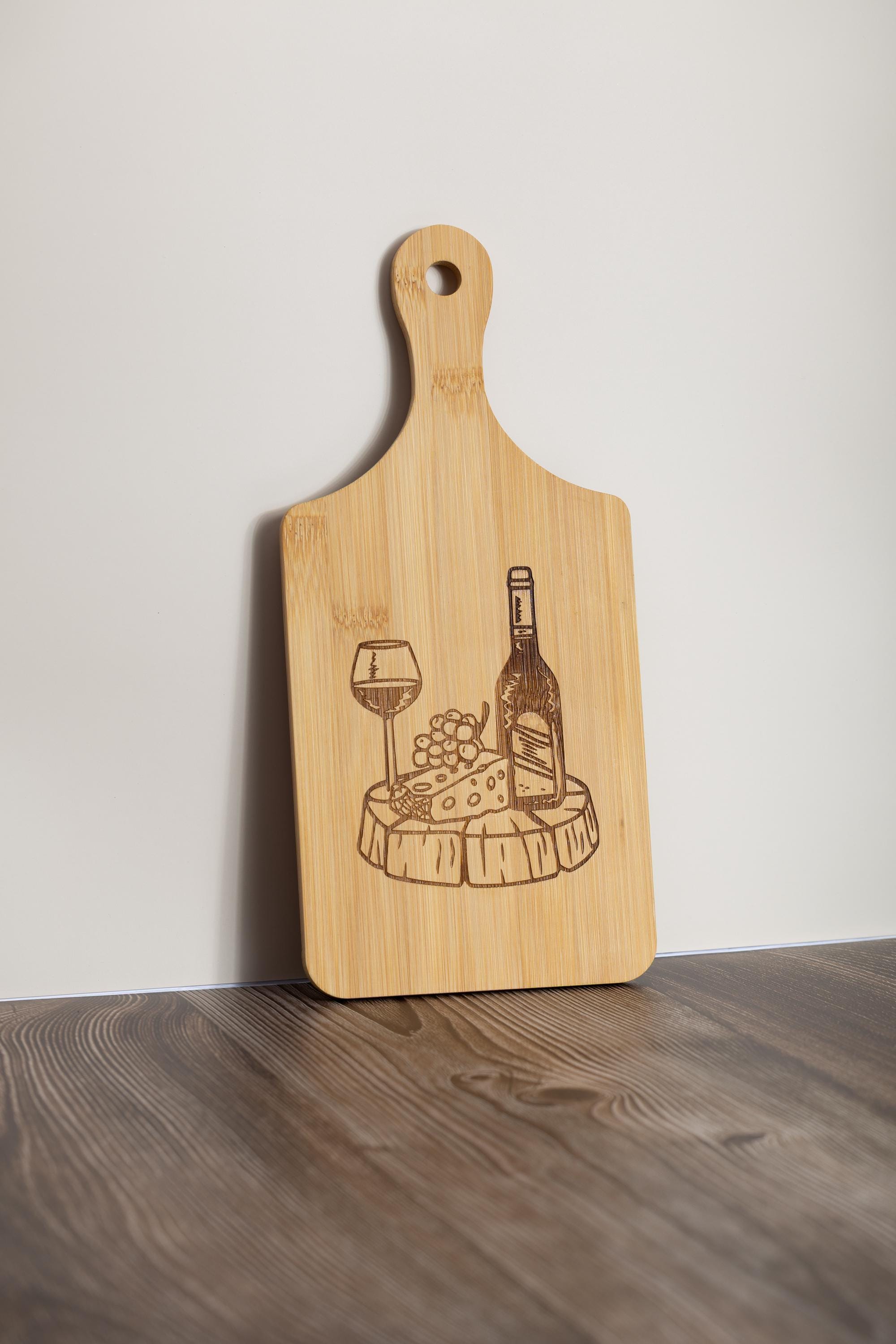 Bamboo Charcuterie Board – Laser Engraved Wine And Cheese Serving Tray