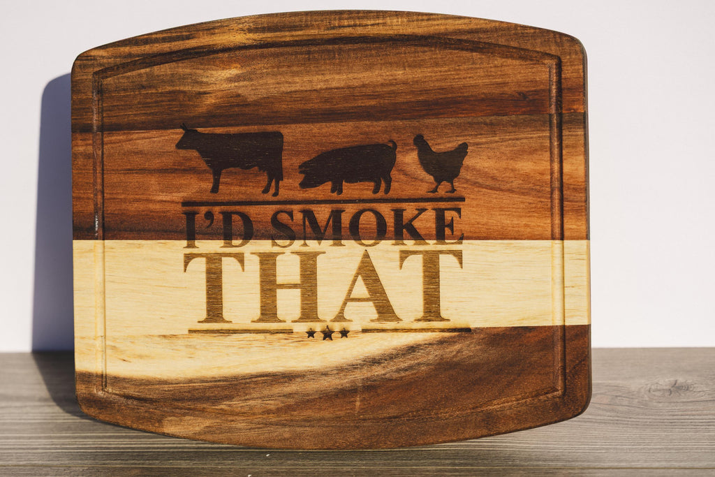 Funny BBQ Cutting Board – Acacia Wood 10x12 | Laser Engraved Grill Prep Gift