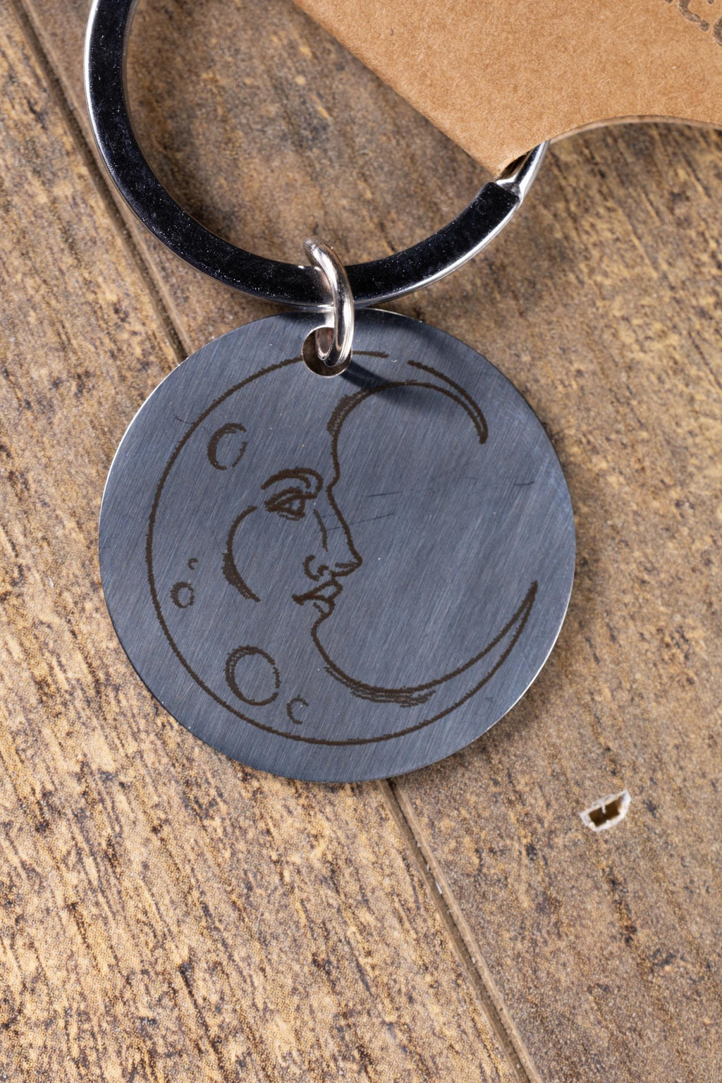 Moon Keychain - Laser Engraved Stainless Steel, Double Sided Moon Phase Accessory