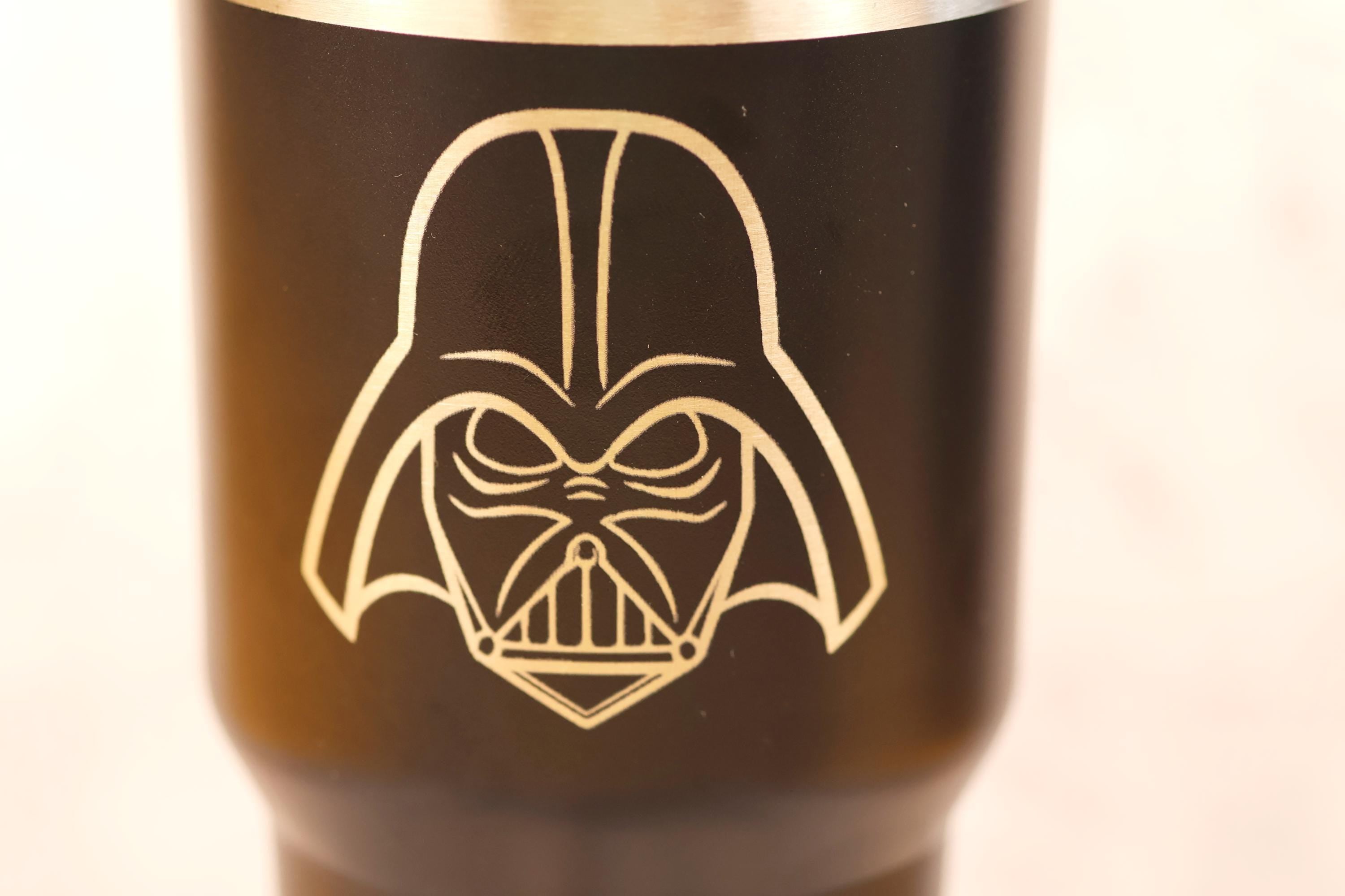 Darth Vader Tumbler - 30oz Stainless Steel Cup With Laser Engraved Helmet & Clear Lid