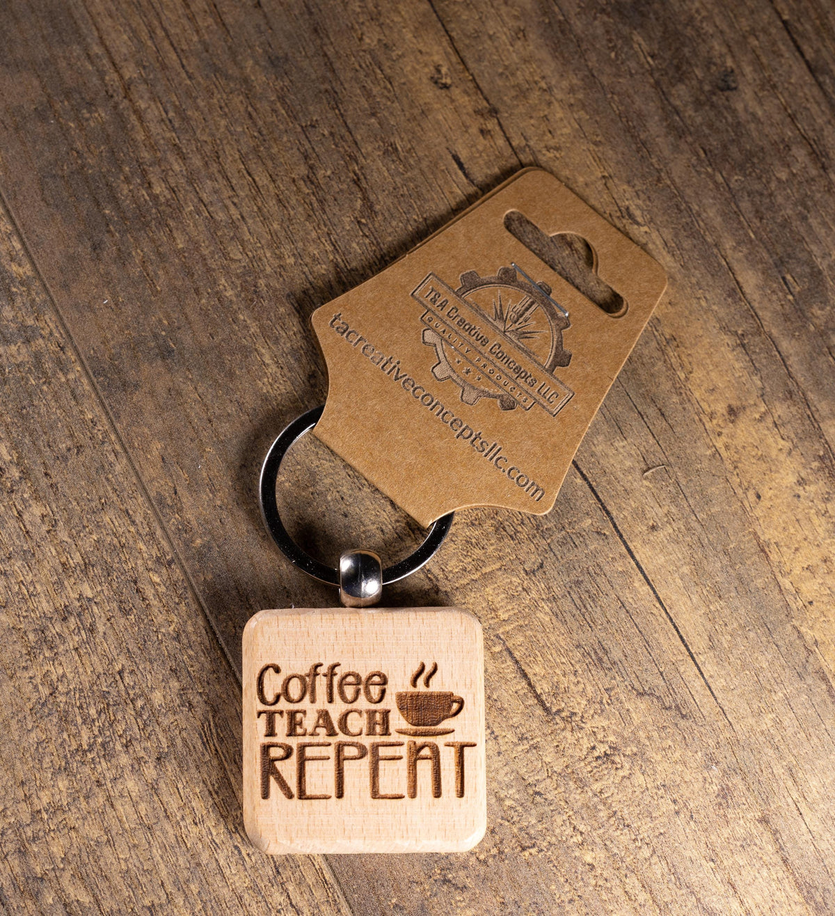 Teacher Keychain – Laser Engraved Hardwood Bag Charm | Coffee Teacher Gift