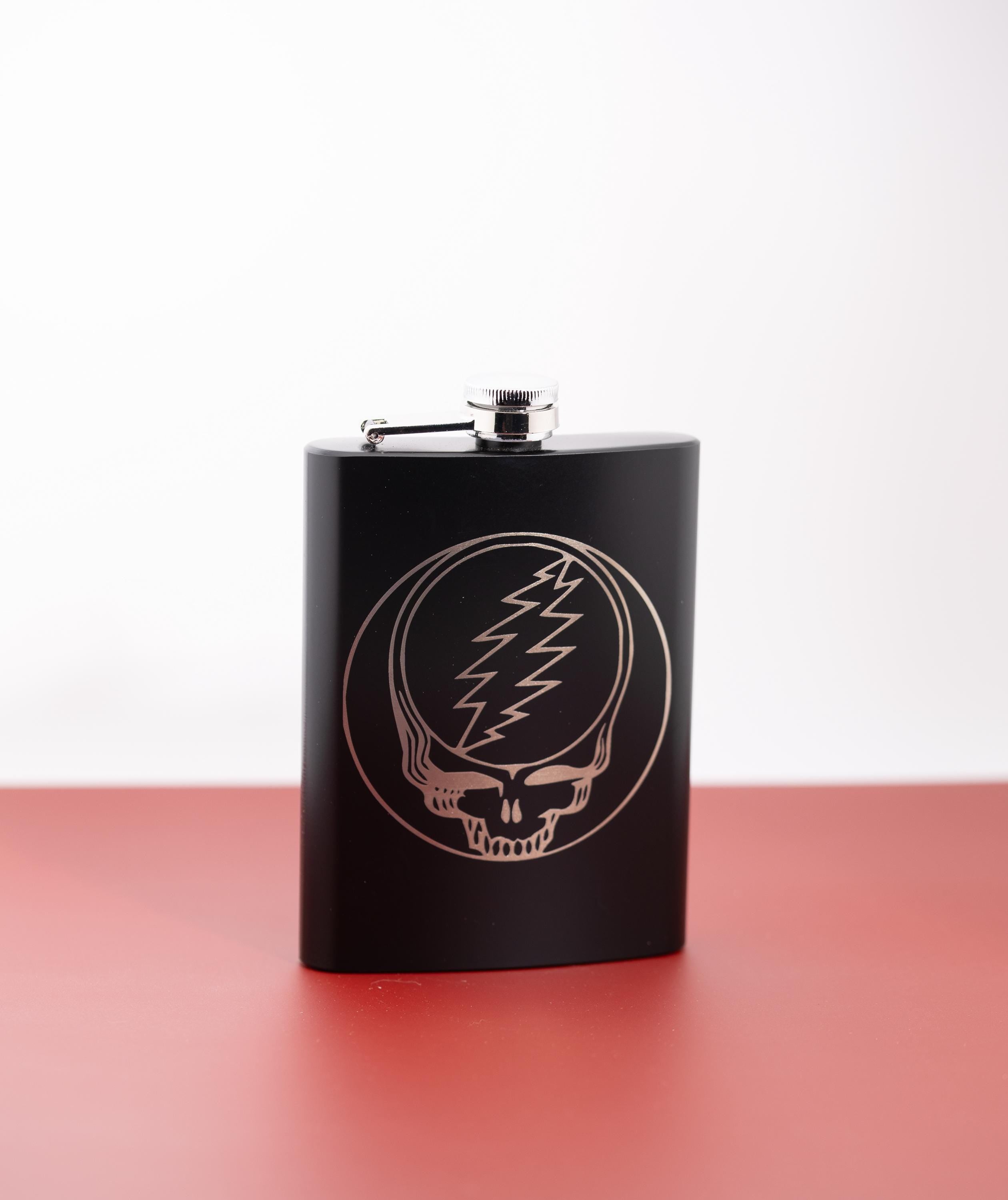 Grateful Dead Flask – 8oz Stainless Steel Pocket Flask With Laser Engraved SYF Emblem