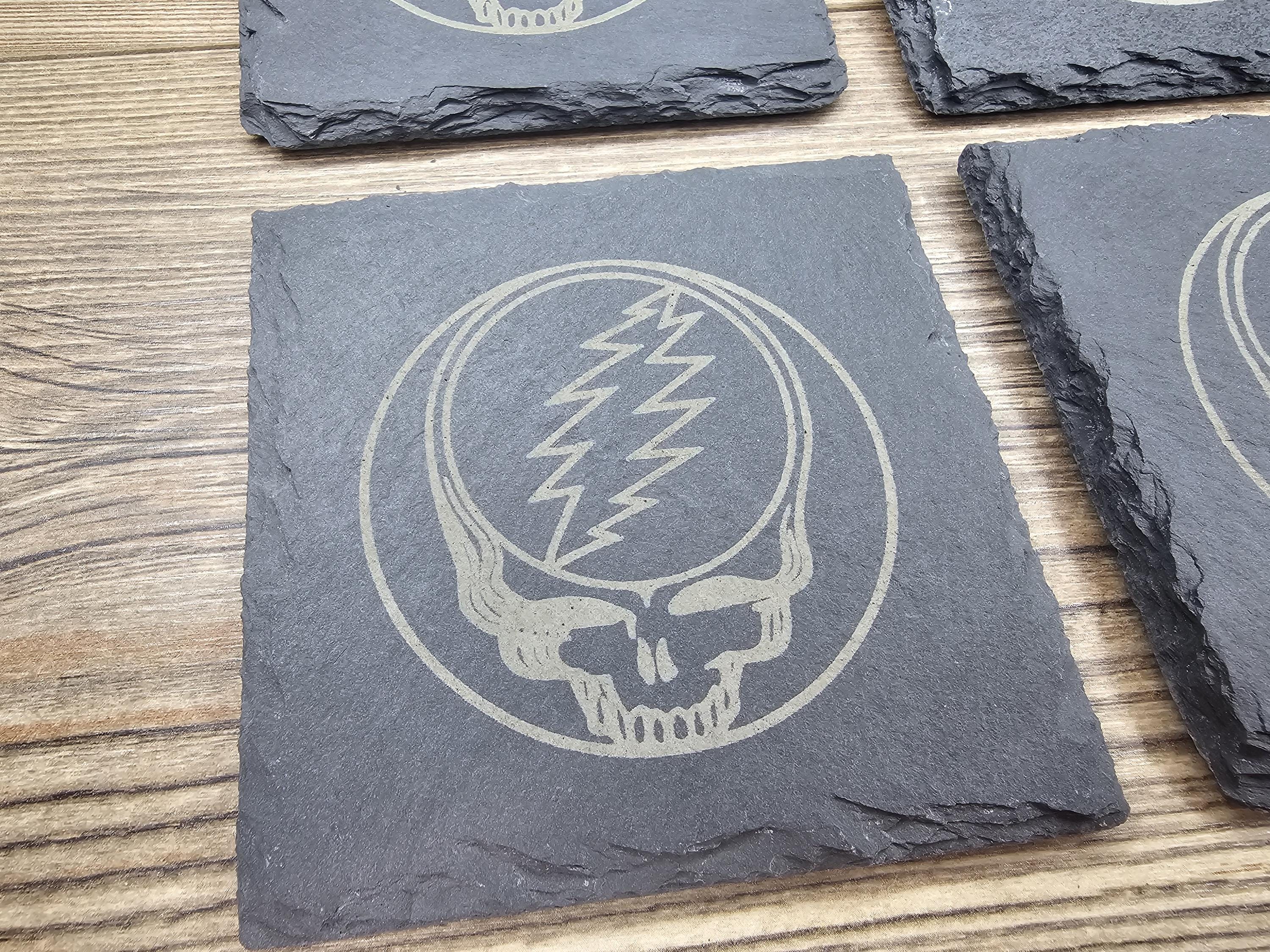 Grateful Dead Coasters - Laser Engraved Slate Set of Four Coasters for Music Fans