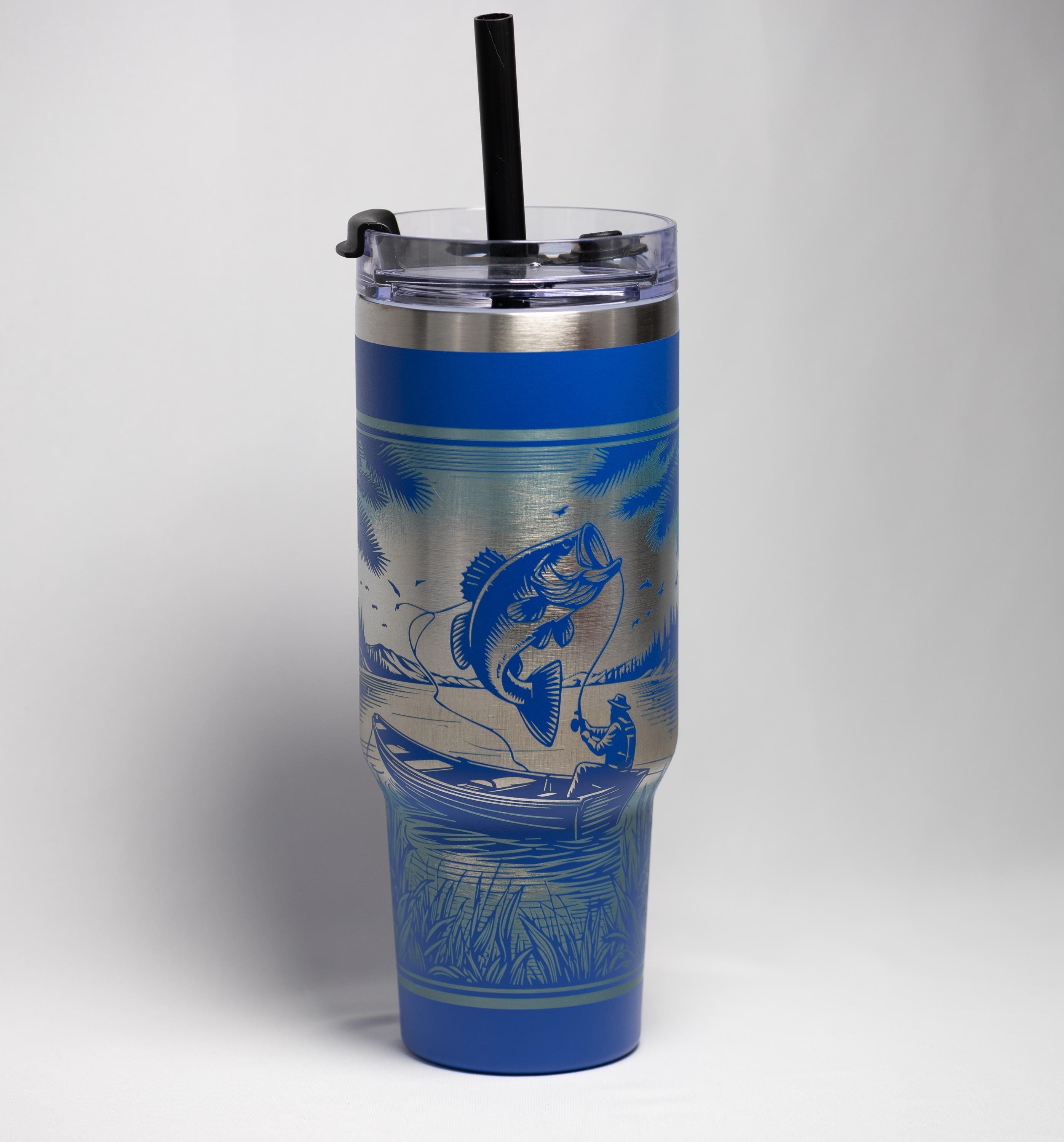 Bass Fishing Tumbler – 40oz Stainless Steel Cup with Laser Engraved Design