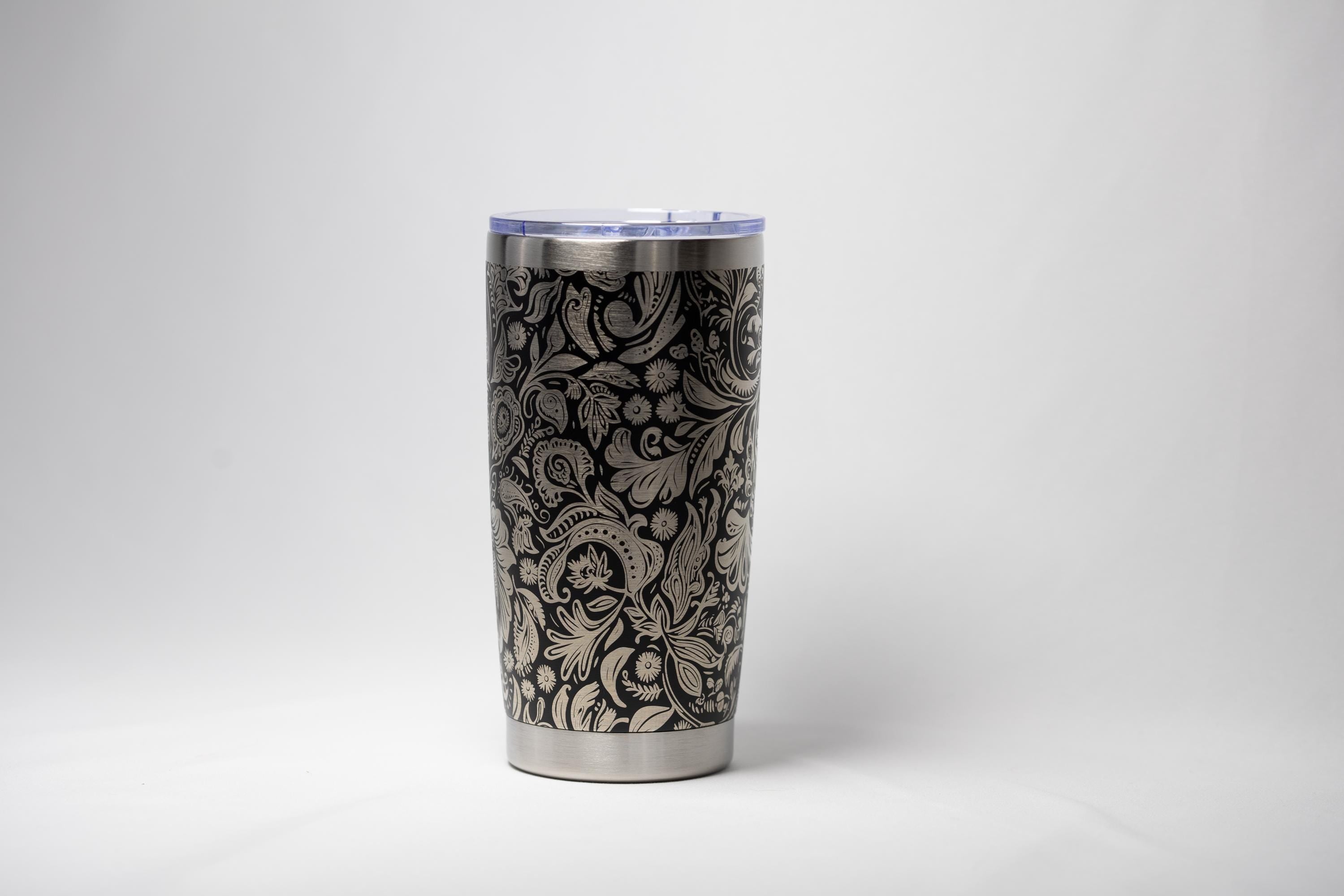 Paisley Wrap Tumbler | Insulated Stainless Steel 20 oz | Custom Color, Laser Engraved Wrap