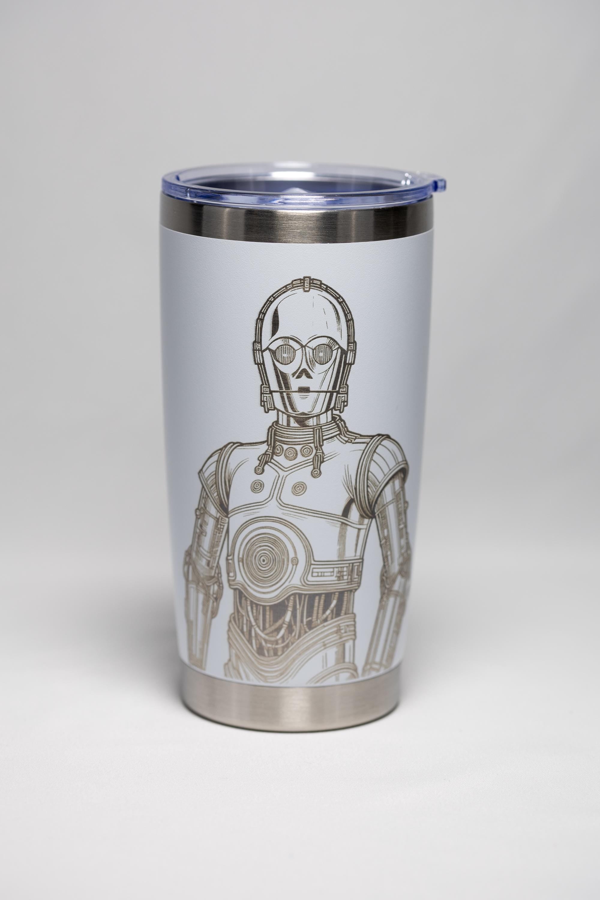 Stainless Steel Tumbler – 20 Oz Vacuum Insulated Cup with Laser Engraved Protocol Droid Design