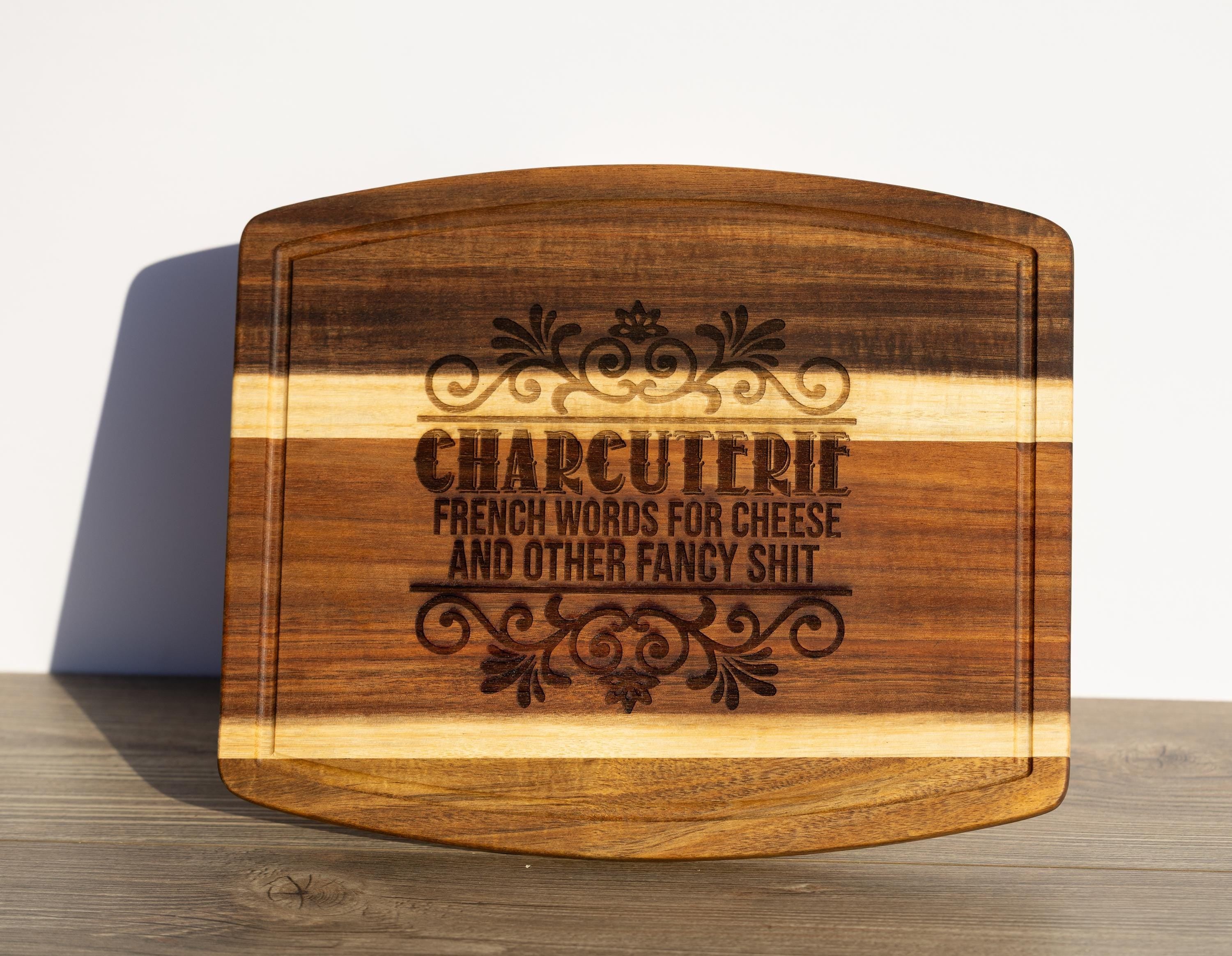 Acacia Wood Charcuterie - Handmade Engraved Snack Board 10x12 Inches