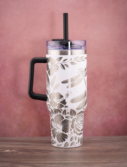 40oz Insulated Tumbler – Dragonfly Engraved Cup | Stainless Steel, Double Wall