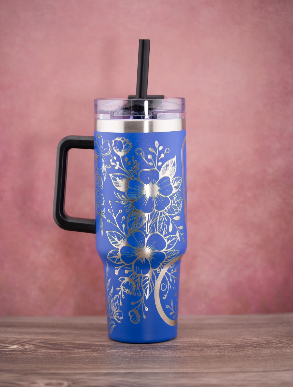 Floral Nurse Tumbler – 40oz Stainless Steel Insulated Drink Cup with Handle & Straw Lid