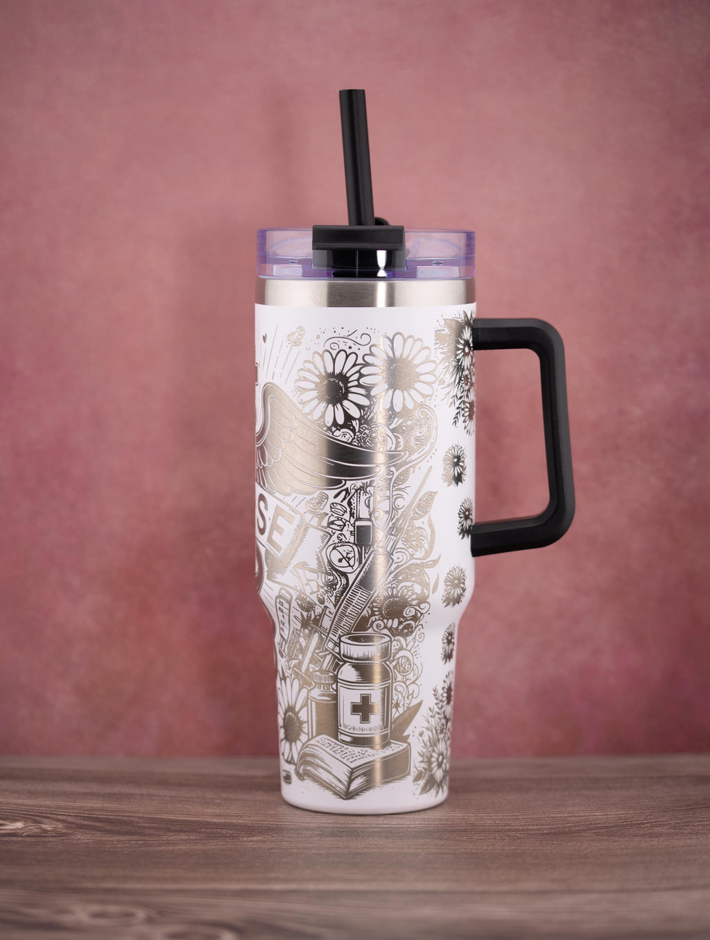 Nurse Tumbler – 40oz Stainless Steel Insulated Drink Cup | Straw Friendly Lid