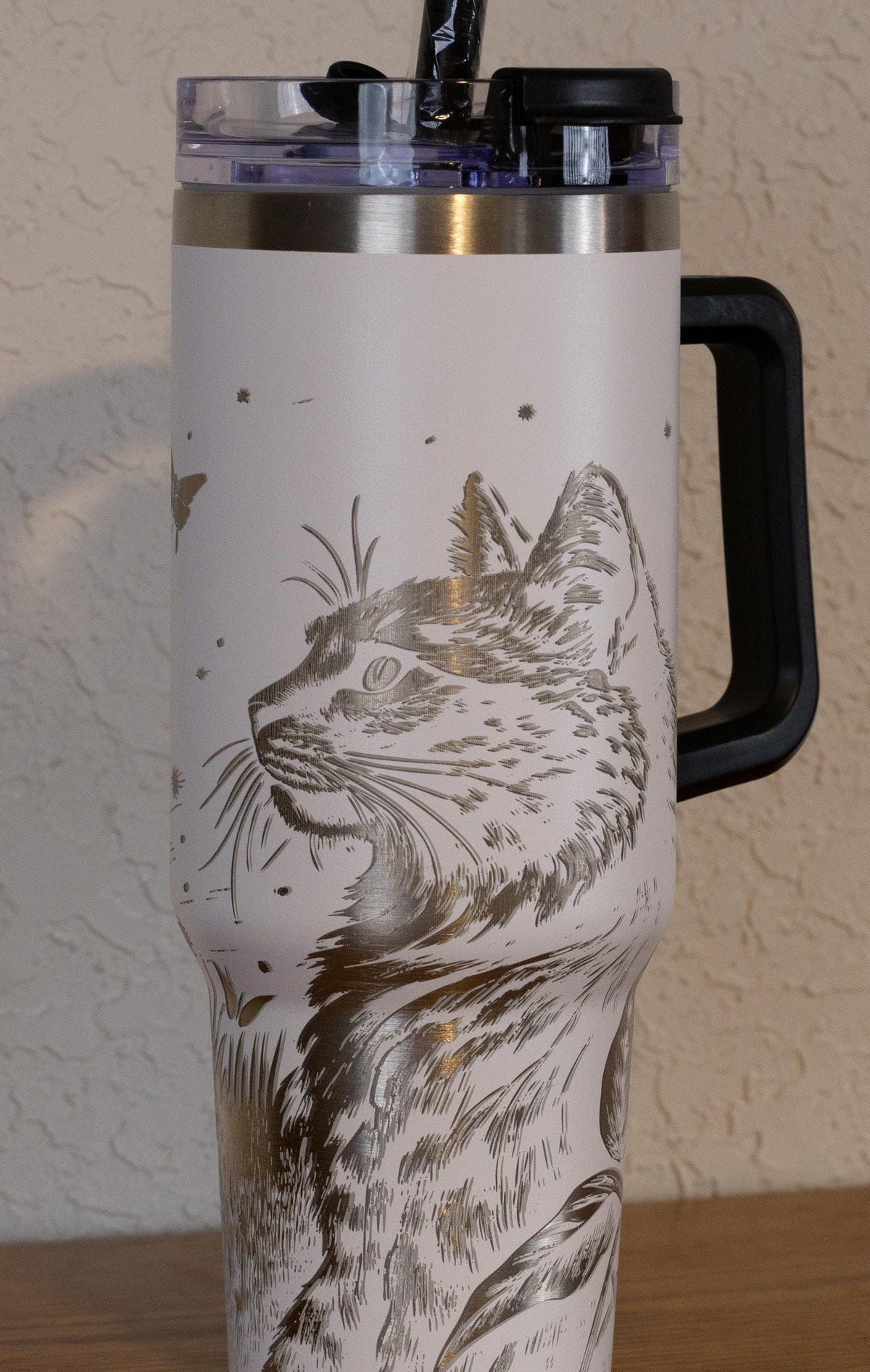 Stainless Steel Tumbler – 40oz Travel Mug With Handle, Straw & Double Wall Insulation