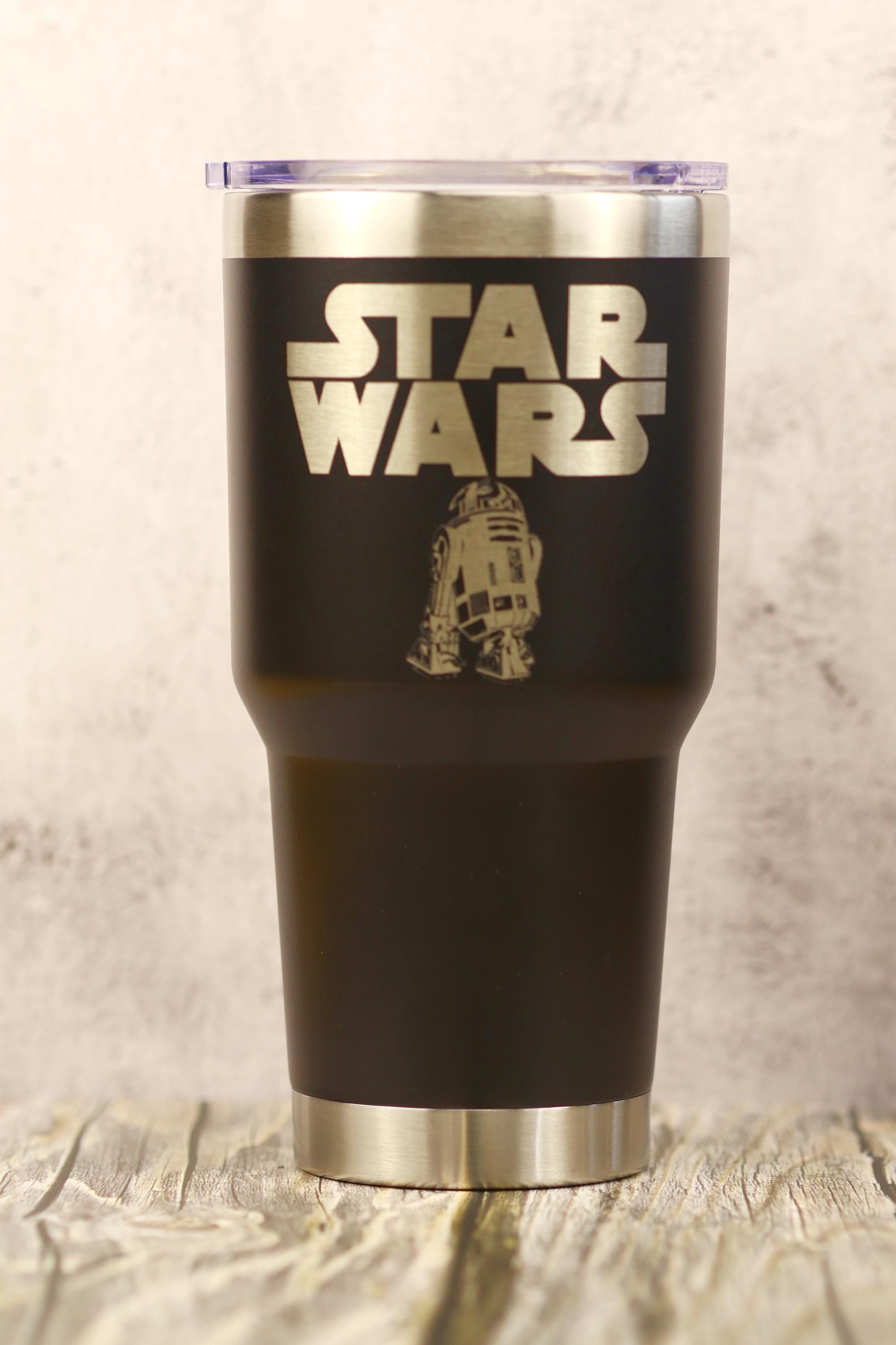 R2-D2 Travel Tumbler - 30oz Insulated Stainless Steel Vacuum Cup With Clear Lid