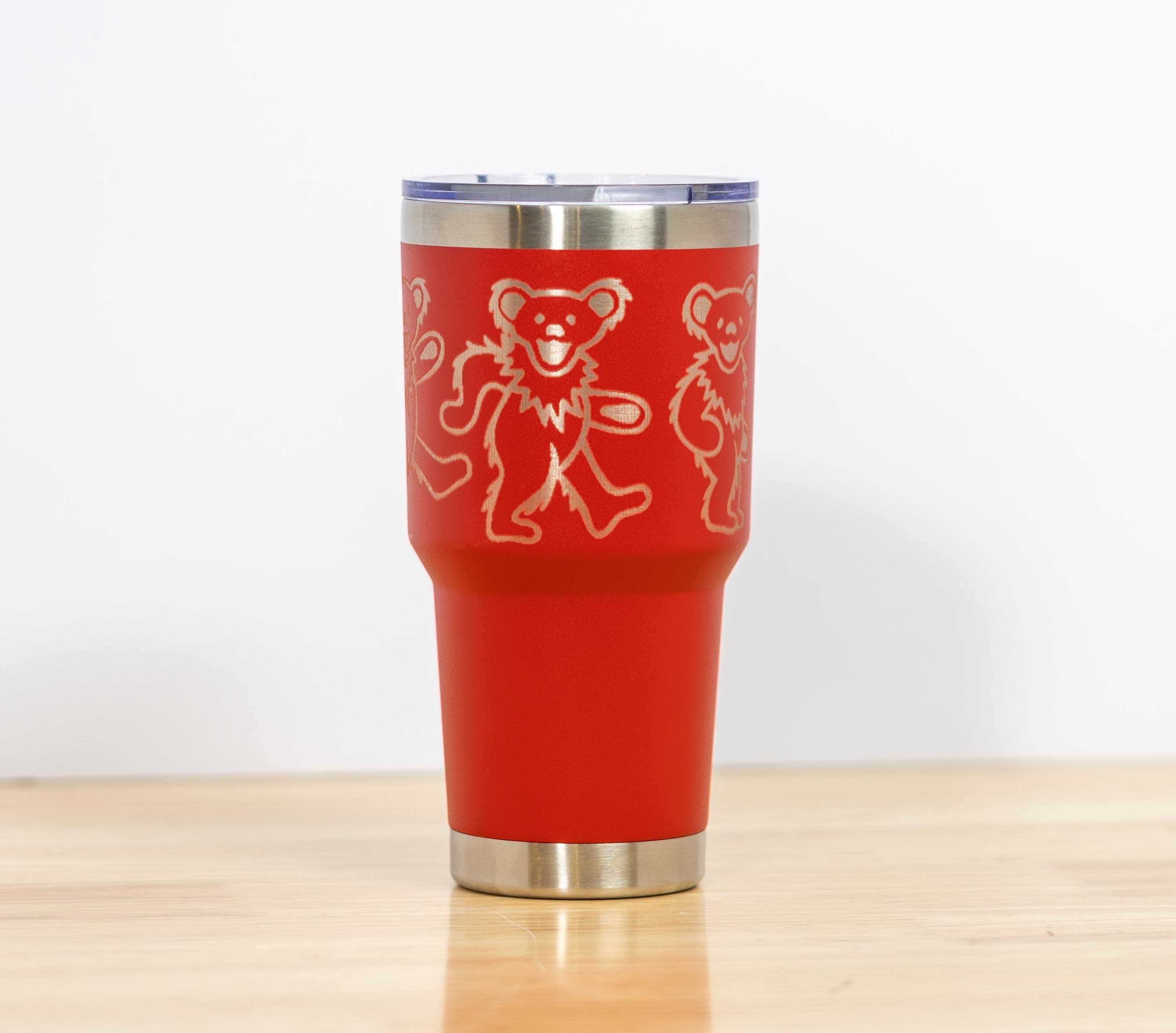 Grateful Dead Tumbler | 30oz Stainless Steel Vacuum Insulated Travel Mug - Laser Engraved Dancing Bears Design