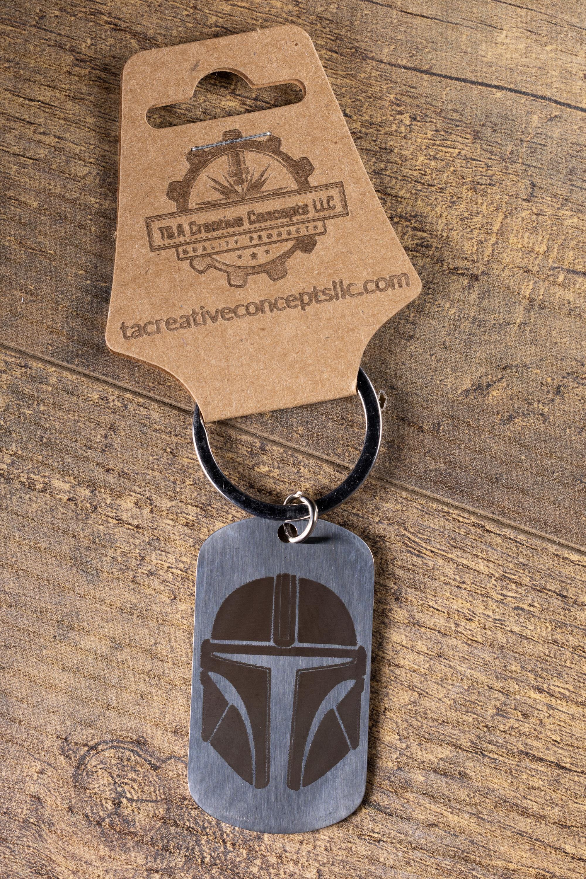 Mandalorian Keychain | Laser Engraved Stainless Steel Double Sided Gift