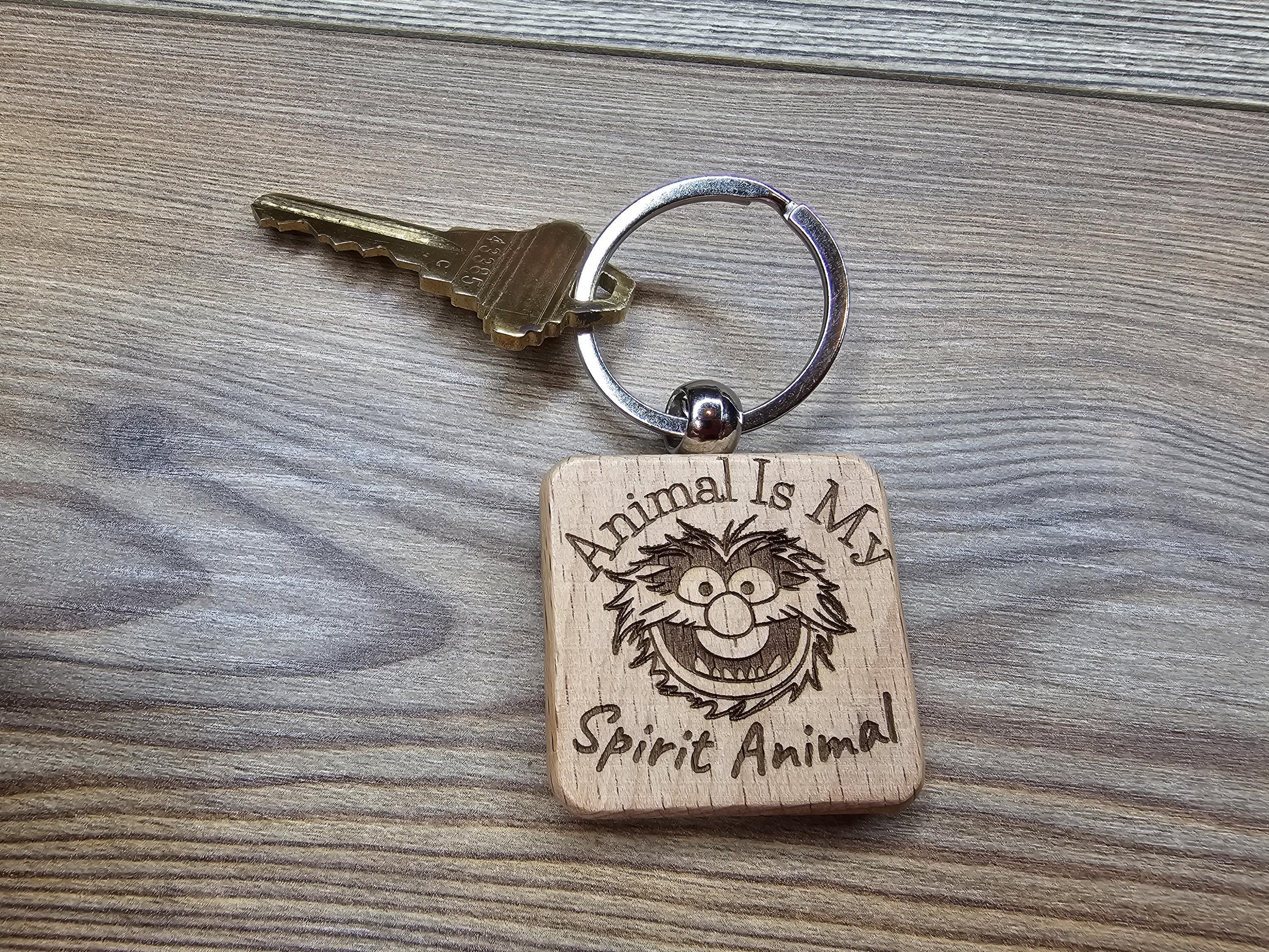 Animal Spirit Keychain - Hardwood Double Sided Engraving | Stainless Steel Ring
