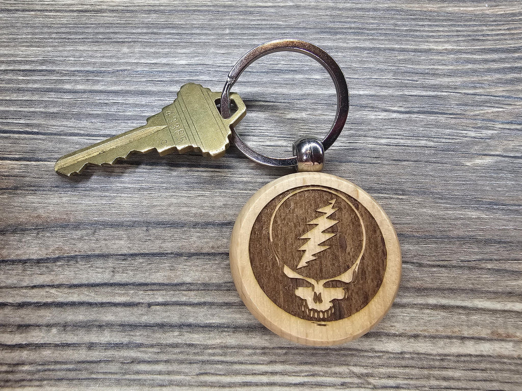 Grateful Dead Keychain – Steal Your Face Laser Engraved Hardwood Accessory