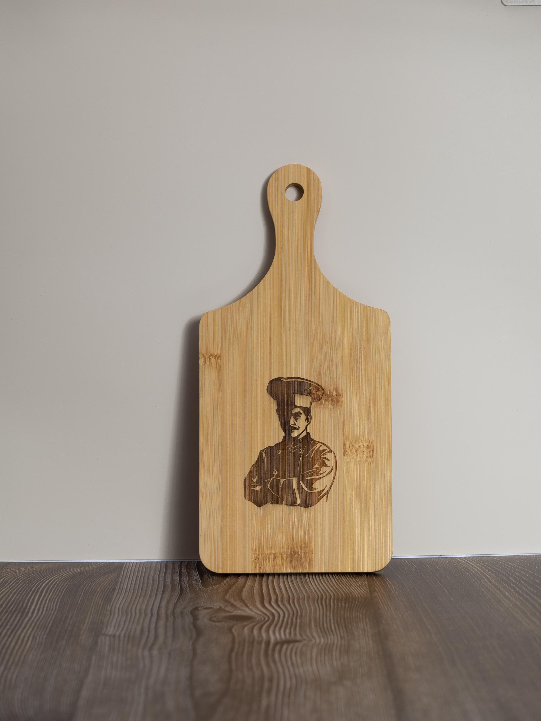 Bamboo Cutting Board - Small Chef Design | Laser Engraved Eco Friendly Prep Tray