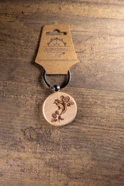 Koi Fish Keychain - Laser Engraved Hardwood Bag Charm With Stainless Steel Hardware