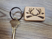 Rustic Hunting Keychain – Hardwood Double Sided Antlers and Arrows Design