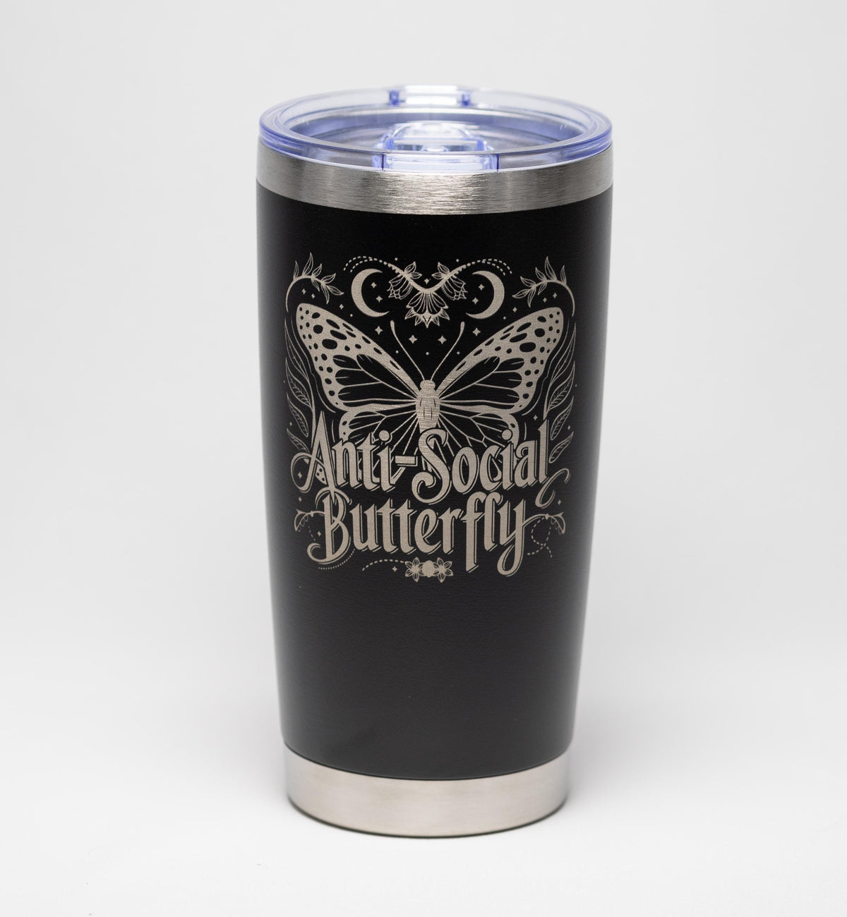 Insulated Travel Tumbler – Laser Engraved Butterfly Design, Custom Powder Coated, 20oz