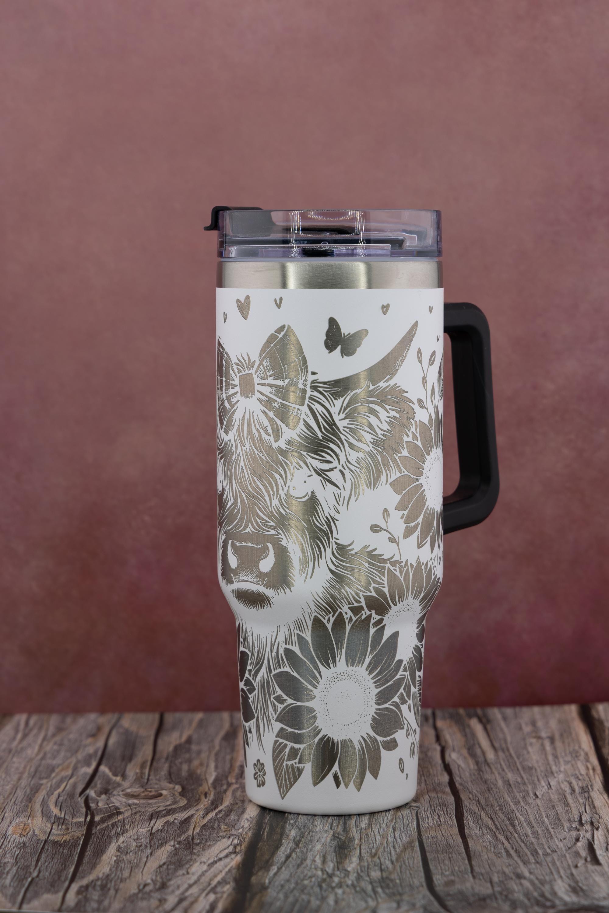 Highland Cow Tumbler - 40oz Stainless Steel Double Wall Vacuum Insulated Cup