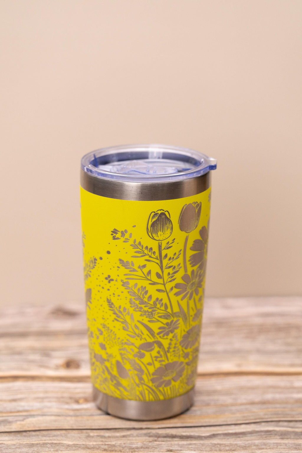 Stainless Steel Tumbler - Floral Wrap Tumbler with Daisy Tulip Design, 20oz Insulated Drinkware